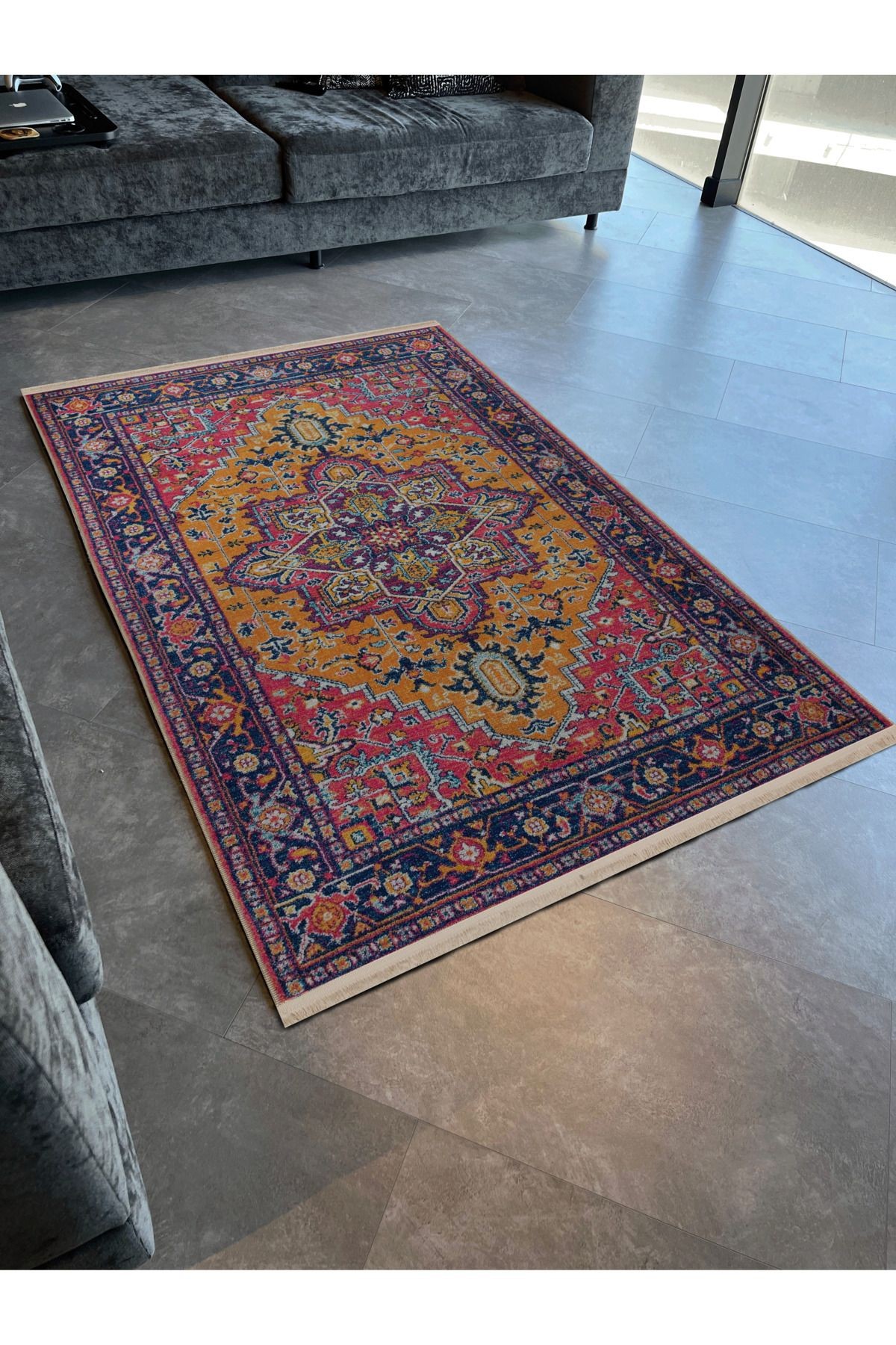 Çok Renkli Geleneksel Motif Etnik Desenli Kreatif Vintage Dekoratif Halı 2765