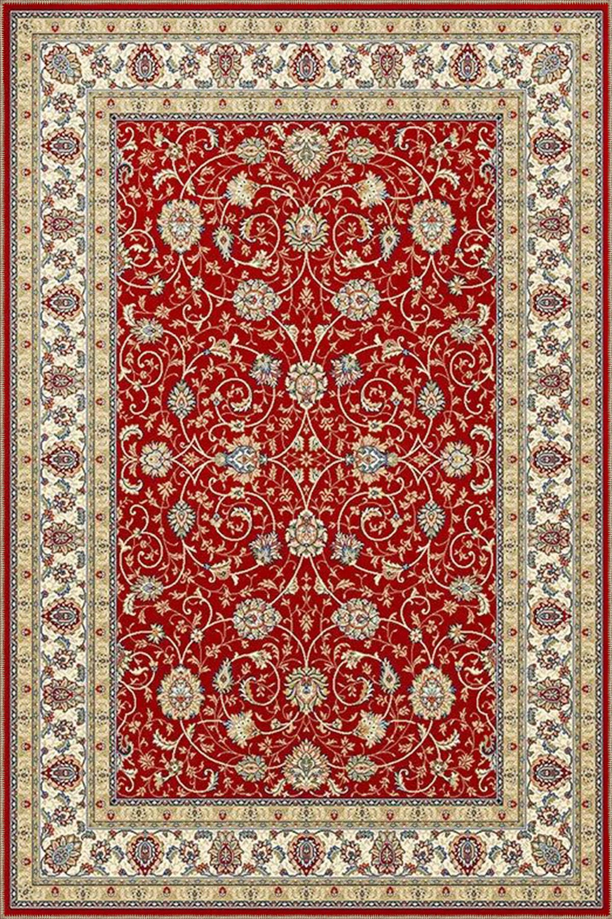 Kırmızı Temalı Motifli Etnik Çiçek Desenli Vintage Dekoratif Halı 4581