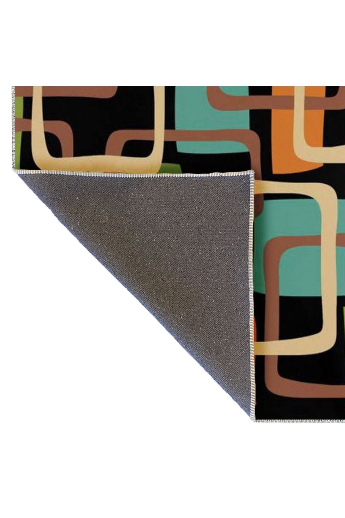 Kemal Koleksiyonu Siyah Temalı Soyut Geometrik Desenli Dokuma Taban Modern Dekoratif Halı 41
