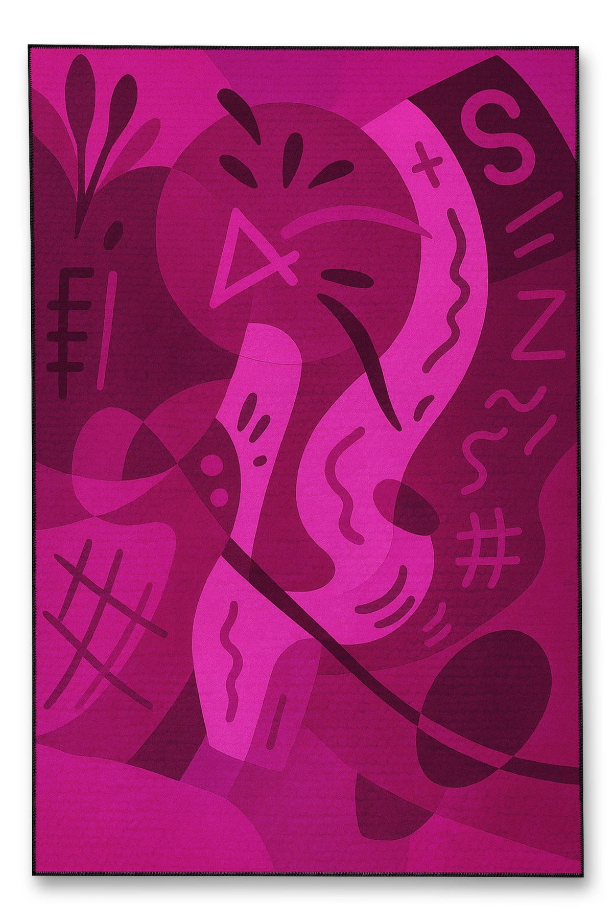 MOSSO Grafiti Motifli Desen Dokuma Taban Vintage Dekoratif Halı mosso900