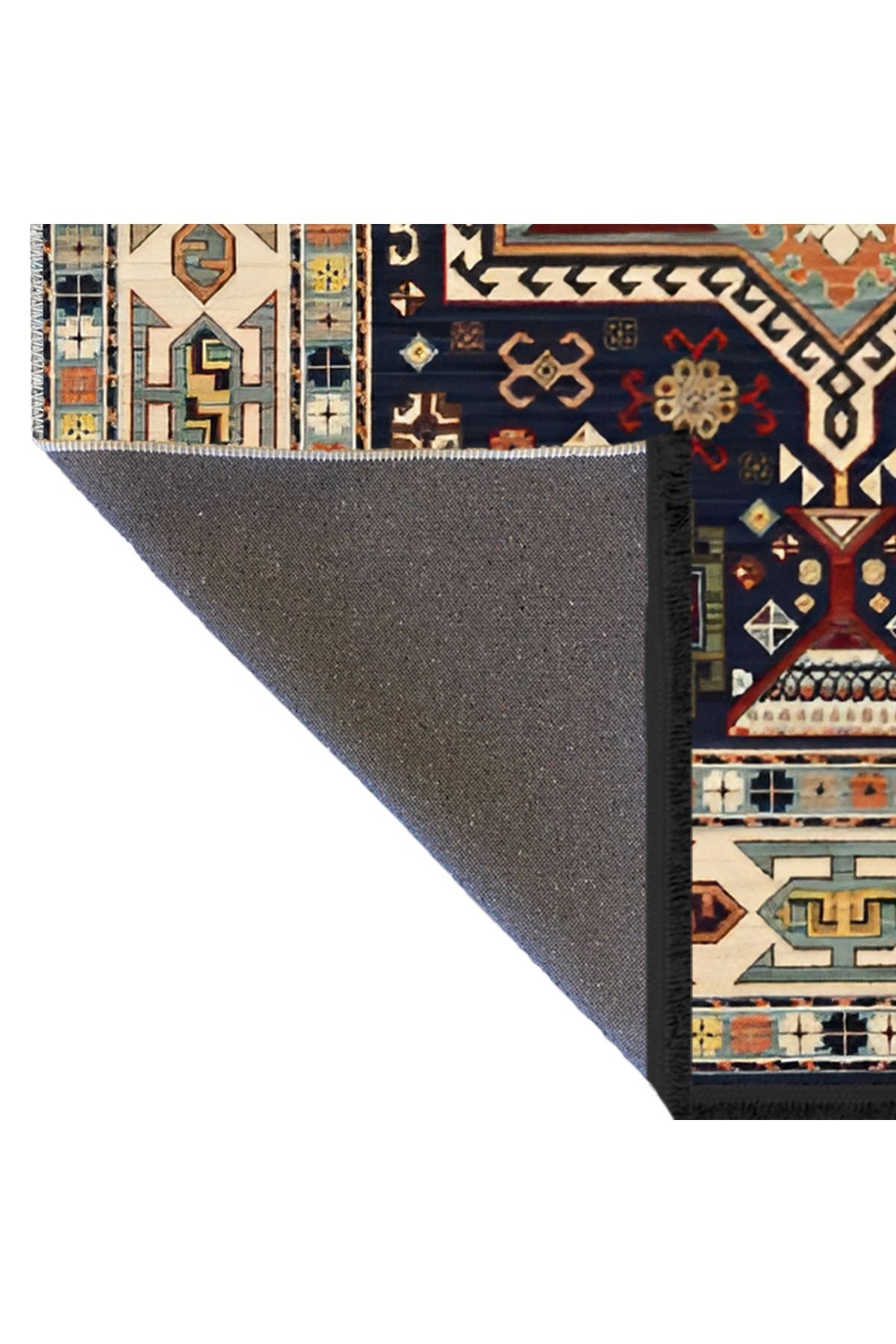 Çok Renkli Geleneksel Motif Etnik Desenli Vintage Dekoratif Halı 1922