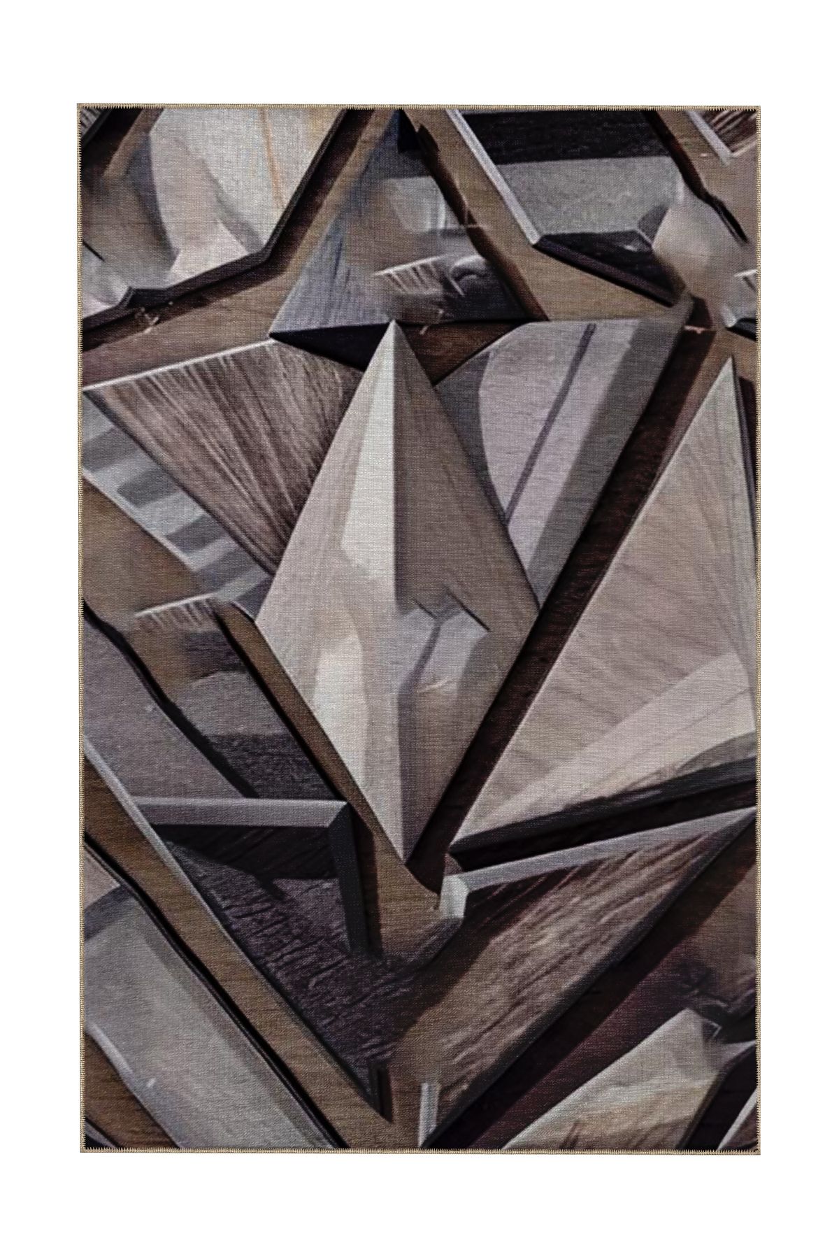 Gri Temalı Soyut Geometrik Desenli Kreatif Modern Dekoratif Halı 5288