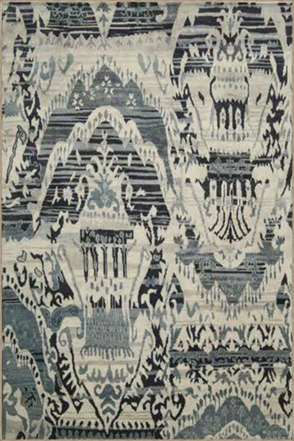 Gri Tonlarında Kreatif Dokuma Taban Halı 4001