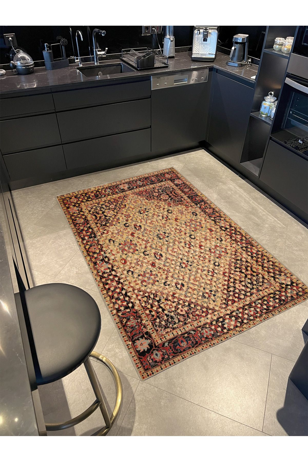 Kahverengi Geometrik Desenli Dokuma Taban miravip697