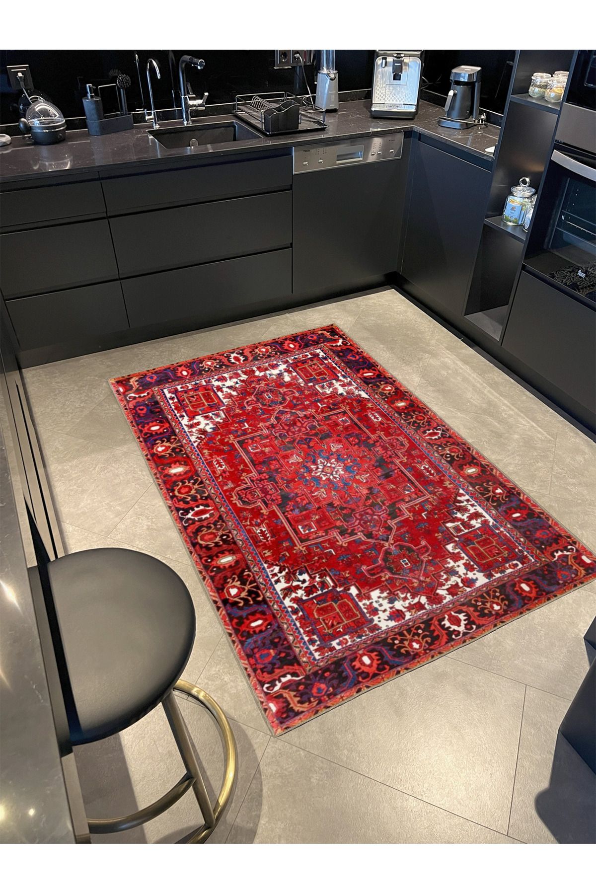 Kırmızı Renkte Geleneksel ve Geometrik Dekoratif Dokuma Taban Halı miravip15