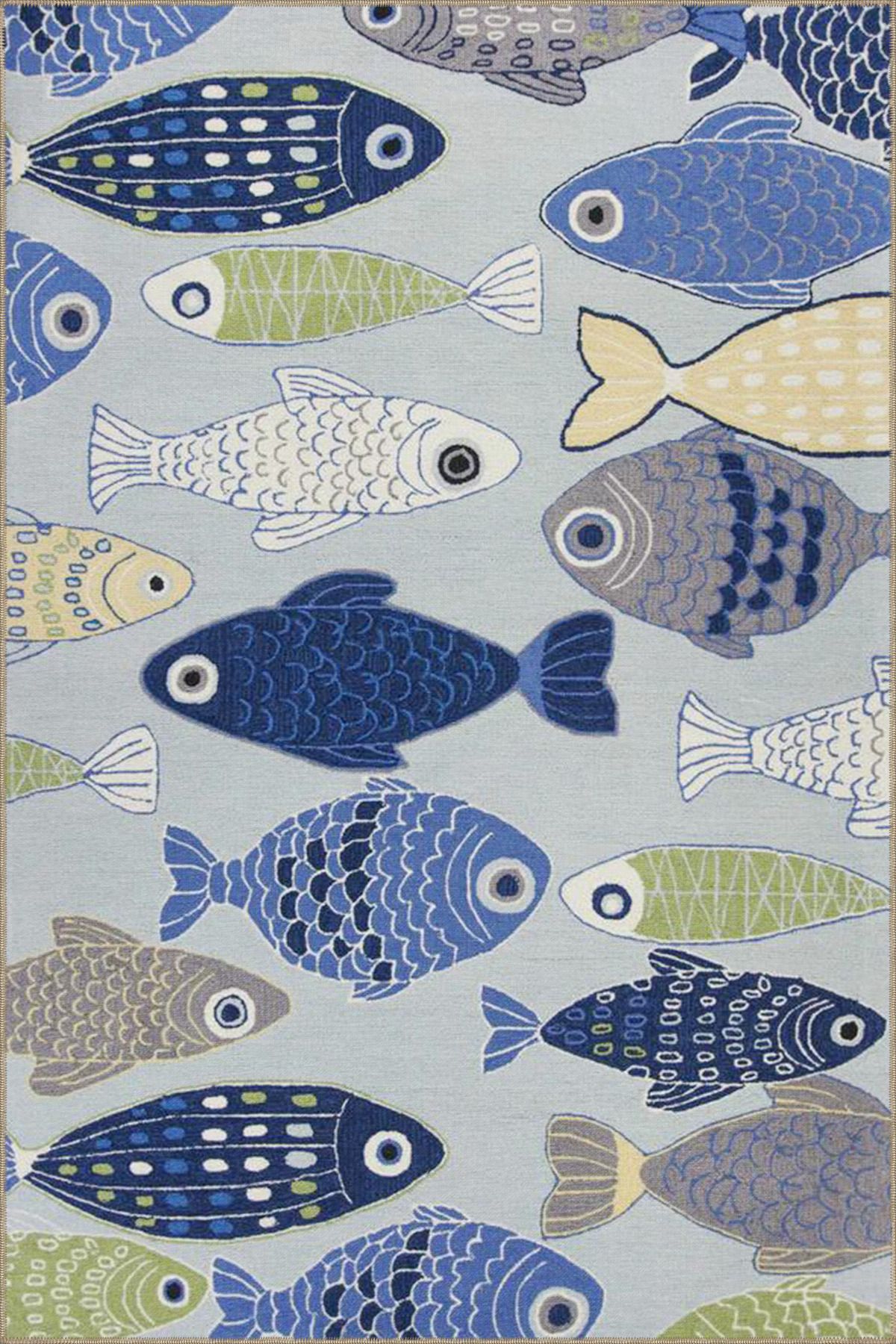 Balık Desenli Dokuma Taban ve Dekoratif Halı miravip623