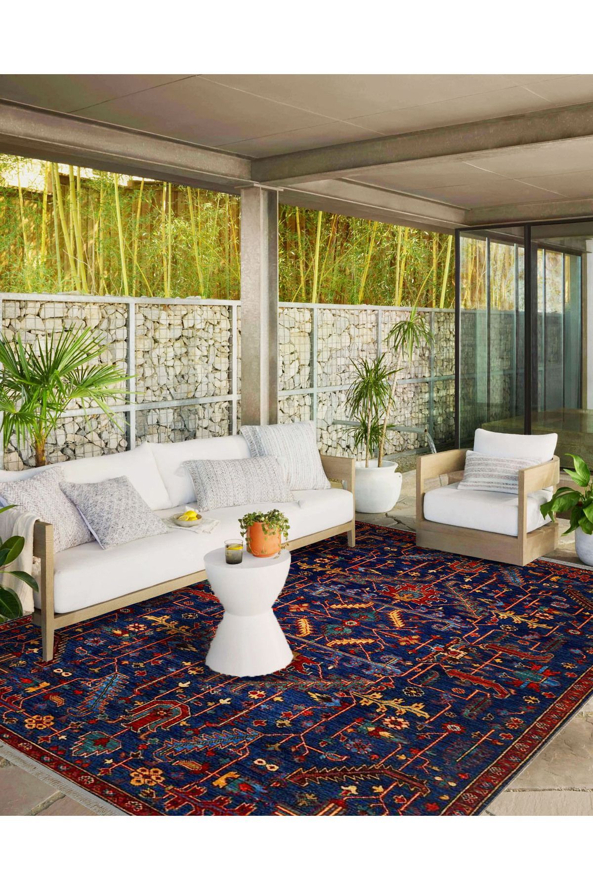 Leyla Koleksiyonu Bordo Bordür Detaylı Lacivert Desenli Dokuma Taban Modern Dekoratif Halı leyla41