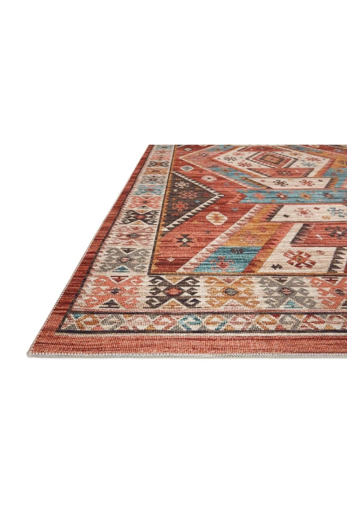 Kiremit Multi Renk Etnik Vintage Tema Dokuma Taban Halı Mira 1321