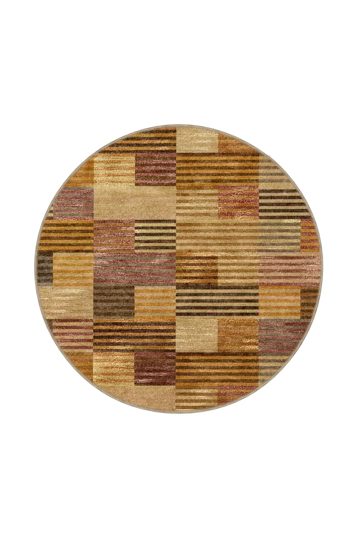 Kahverengi Renkli Kareli Desenli Dekoratif Halı miravip887