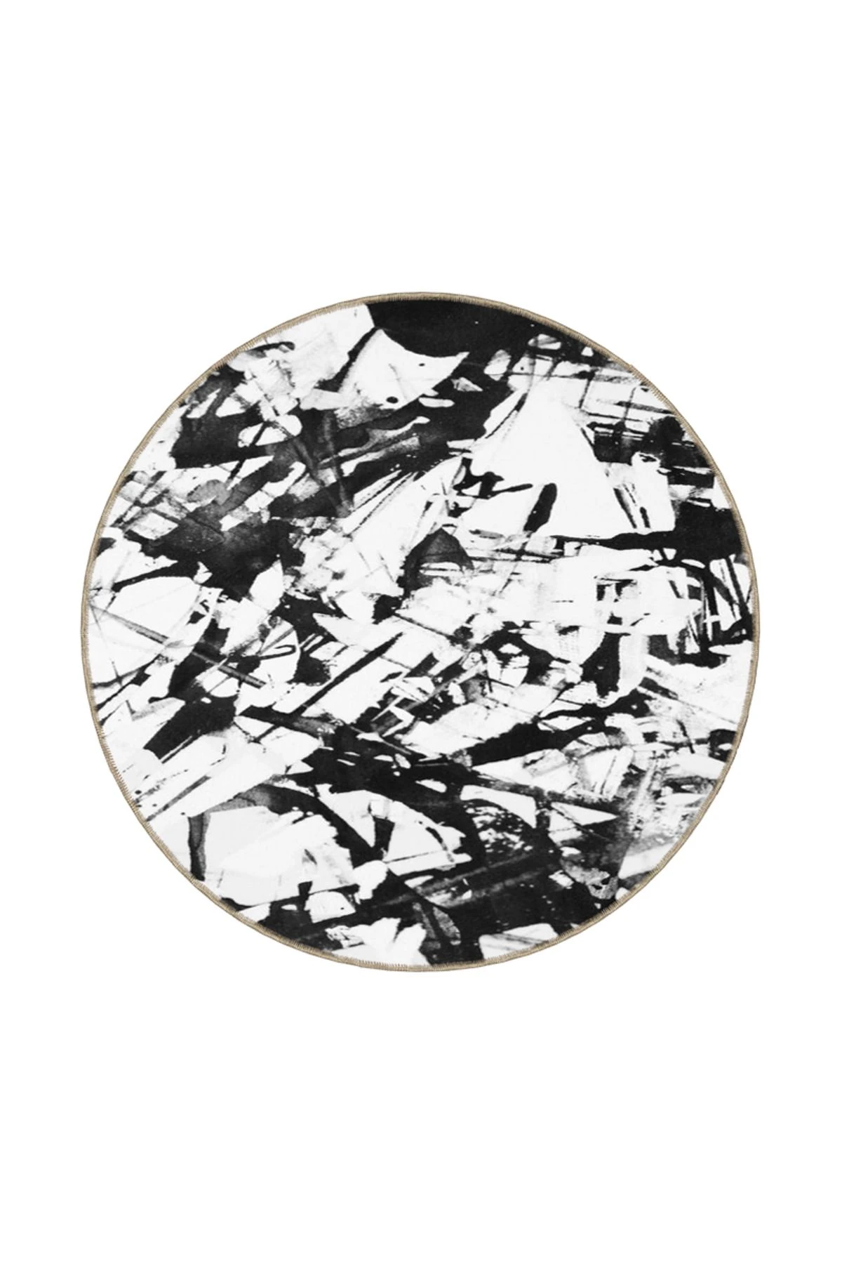 Siyah Beyaz Şekilli Desenli Dokuma Taban Halı ve Yıkanabilir Halı miravip10235