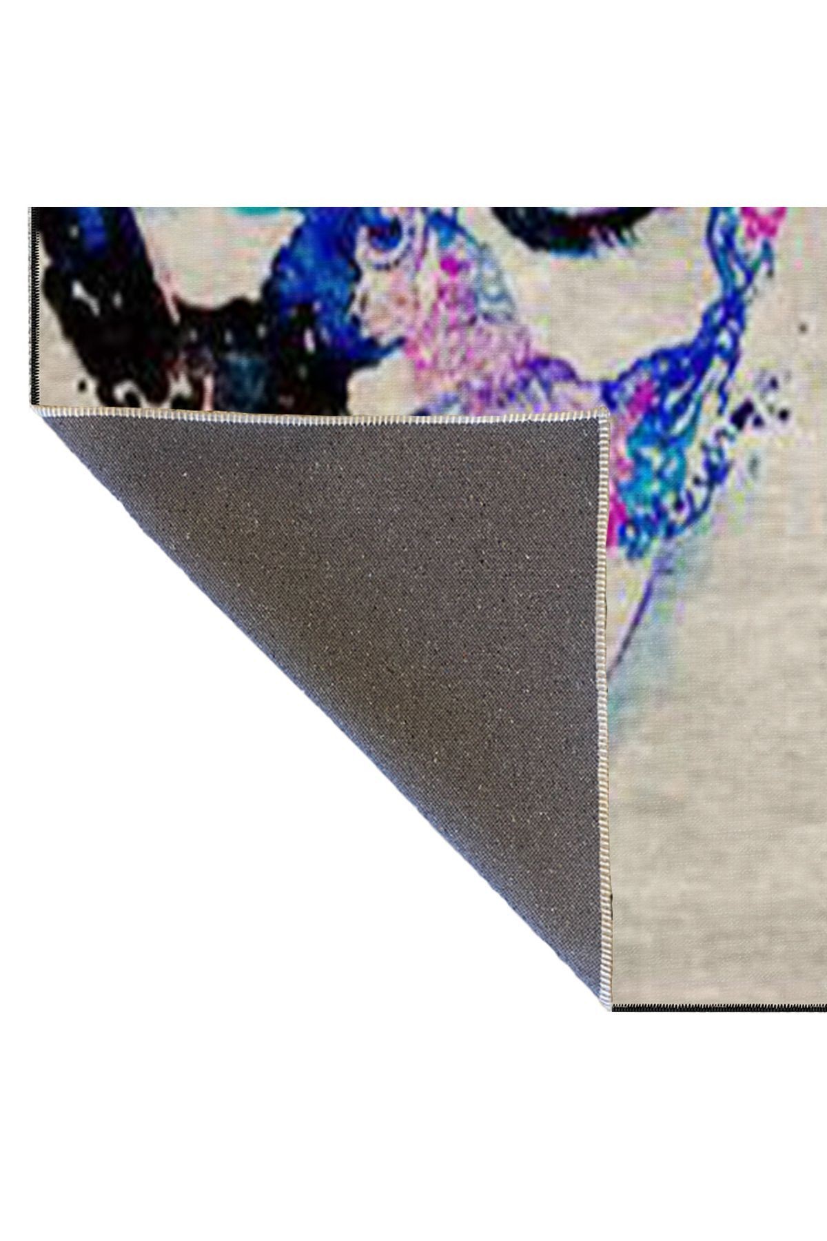 Mavi Maskeli Kadın Desenli Modern Dekoratif Halı 4496