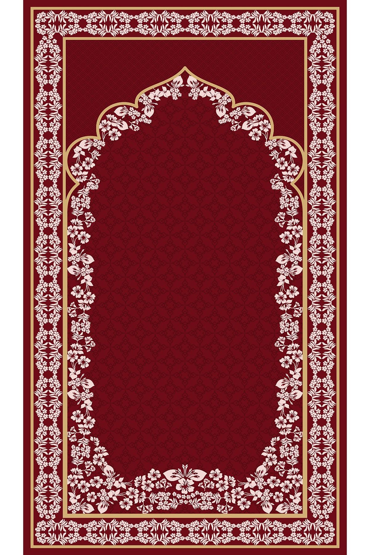 Kırmızı Çiçek Desenli Seccade 70x120