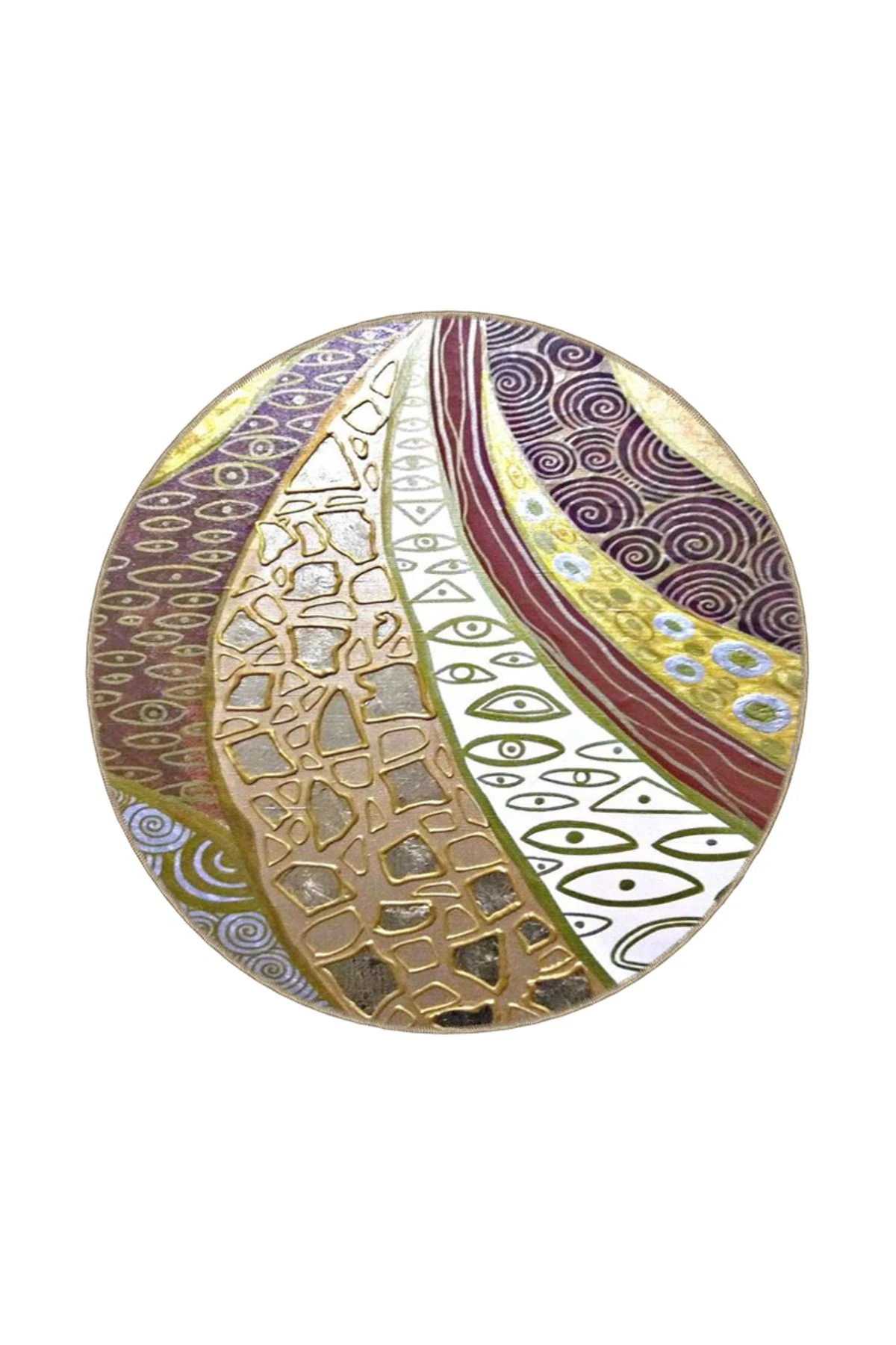 Kahverengi Modern Çok Renkli Etnik Desenli Dekoratif Yıkanabilir Halı miravip8489