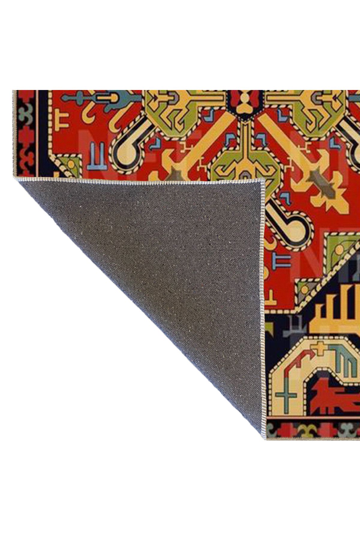 Çok Renkli Geleneksel Motif Etnik Desenli Vintage Dekoratif Halı 3537