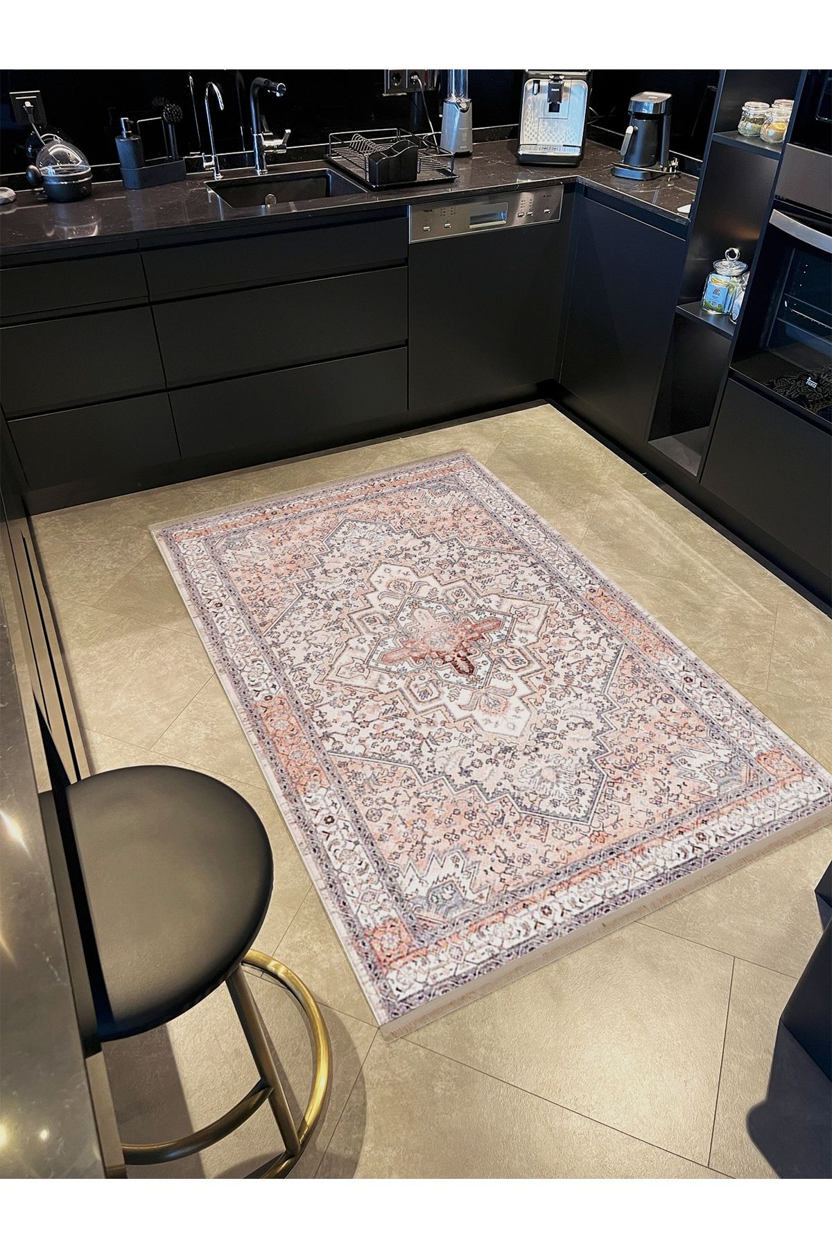 Asya Koleksiyonu Eskitme Görünümlü Antik Desenli Dokuma Taban Modern Dekoratif Halı asya10