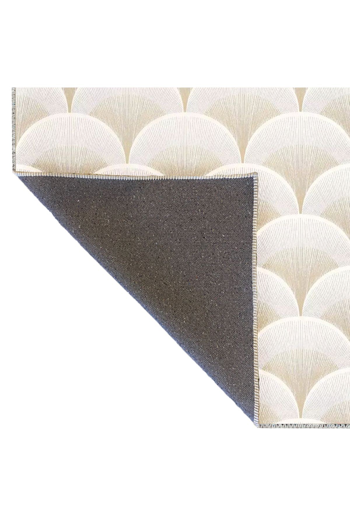 Semih Koleksiyonu Kırık Beyaz Tonlar Daire Geometrik Desenli Dokuma Taban Modern Dekoratif Halı 32
