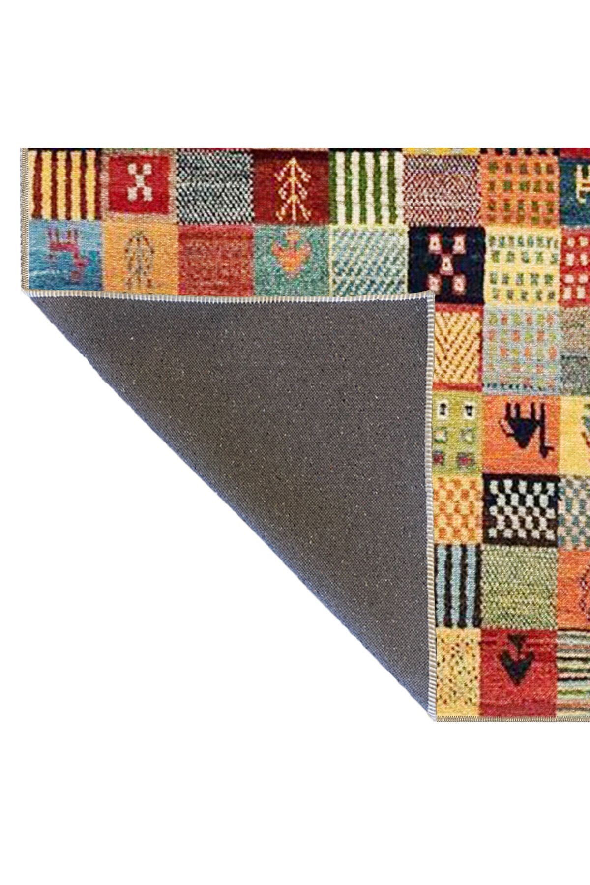 Multy Kareli Geometrik Desenli Dokuma Taban Halı 4129
