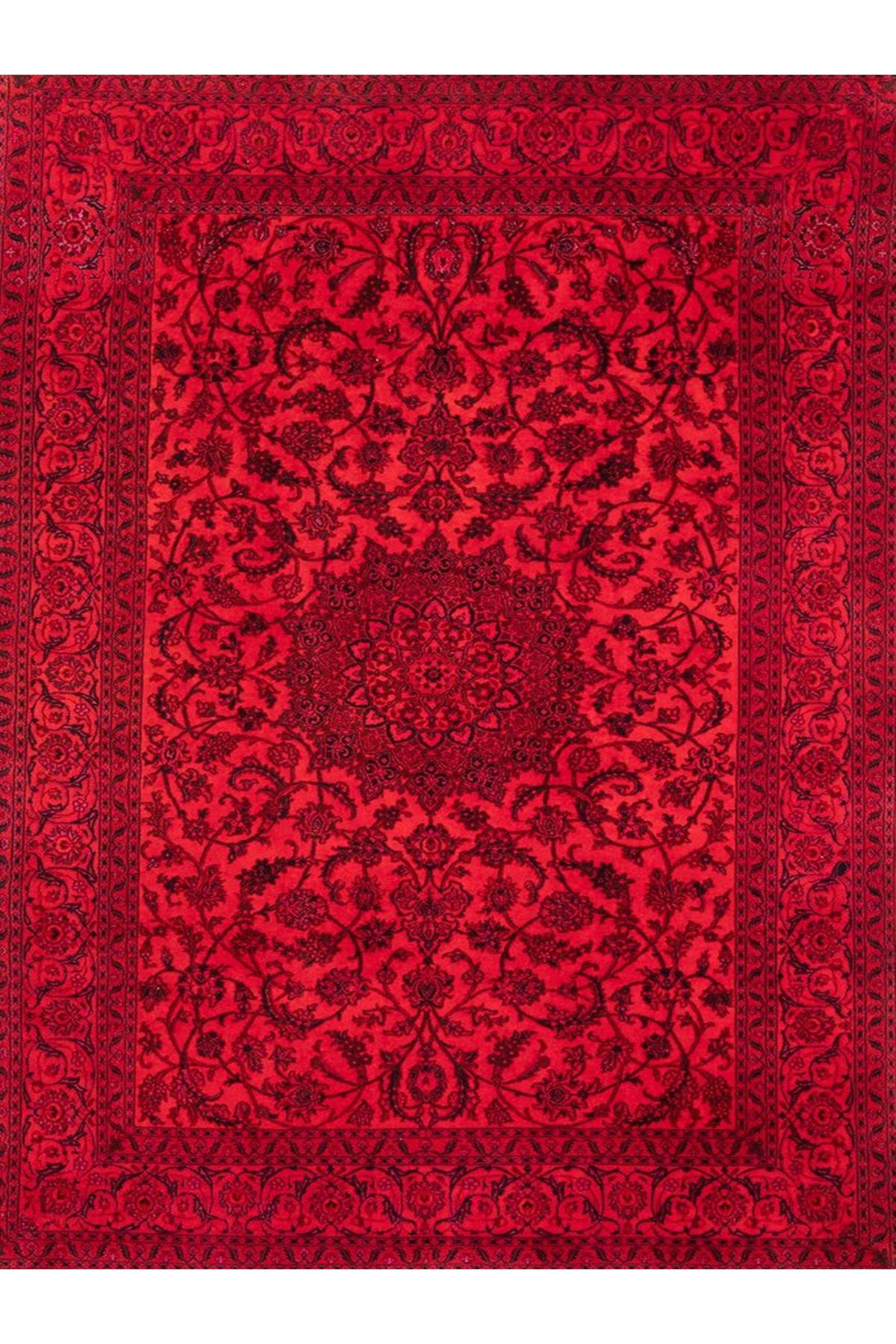 Cansu Koleksiyonu Kırmızı Desenli Dokuma Taban Modern Dekoratif Halı cansu47