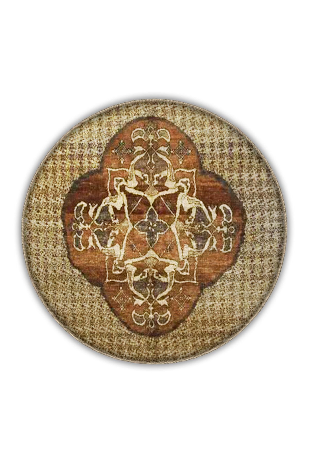 Kahverengi Temalı Geleneksel Motif Desenli Vintage Dekoratif Halı 3309