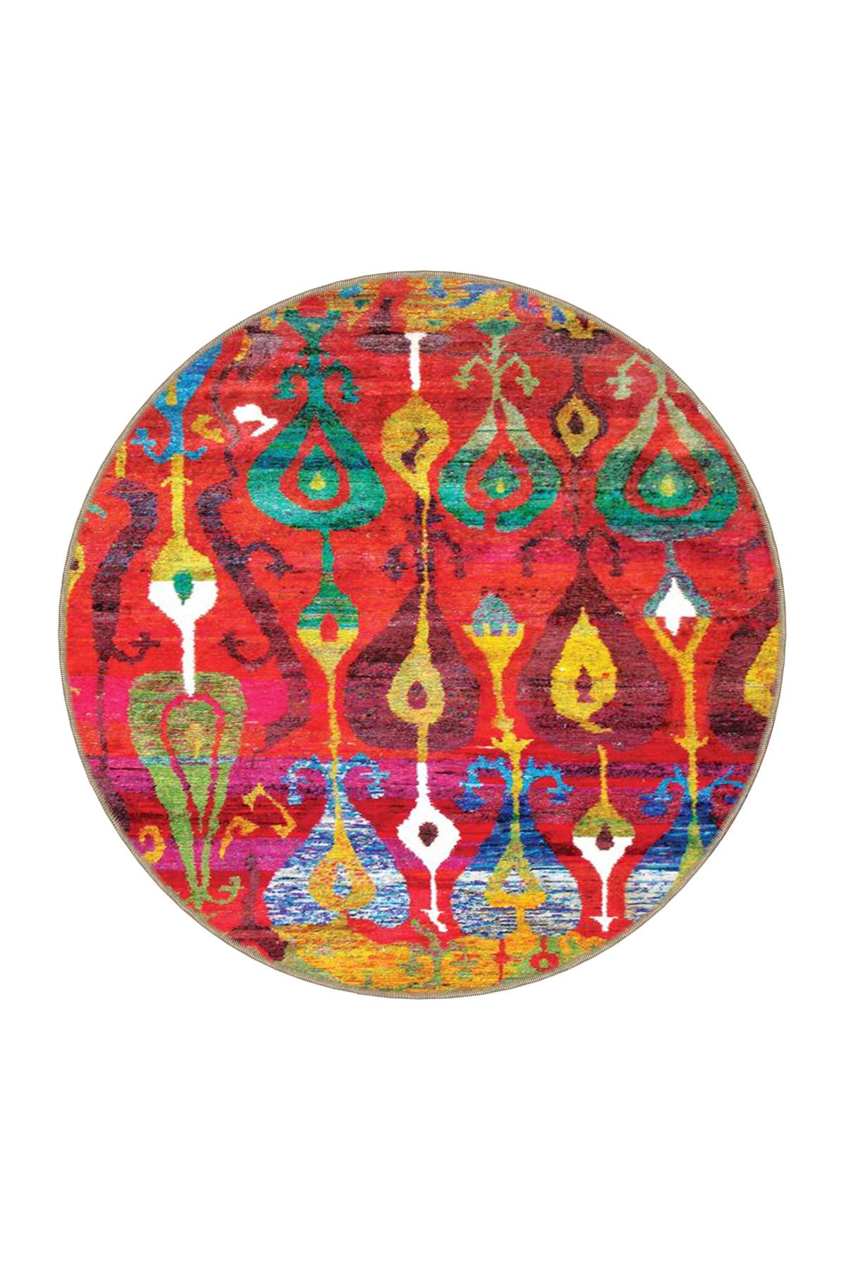 Kırmızı Renklerde Akan Motifli Dekoratif Dokuma Taban Halı miravip23