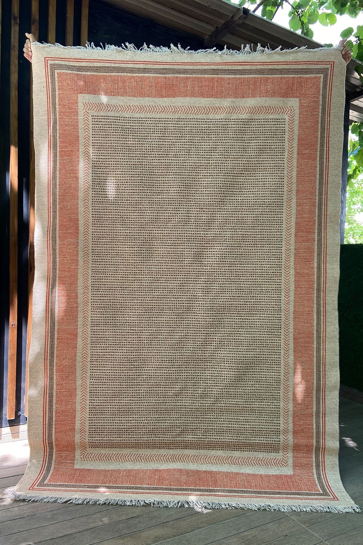 Bahama Çizgili Modern Kiremit Bej Iskandinav Kilim 306