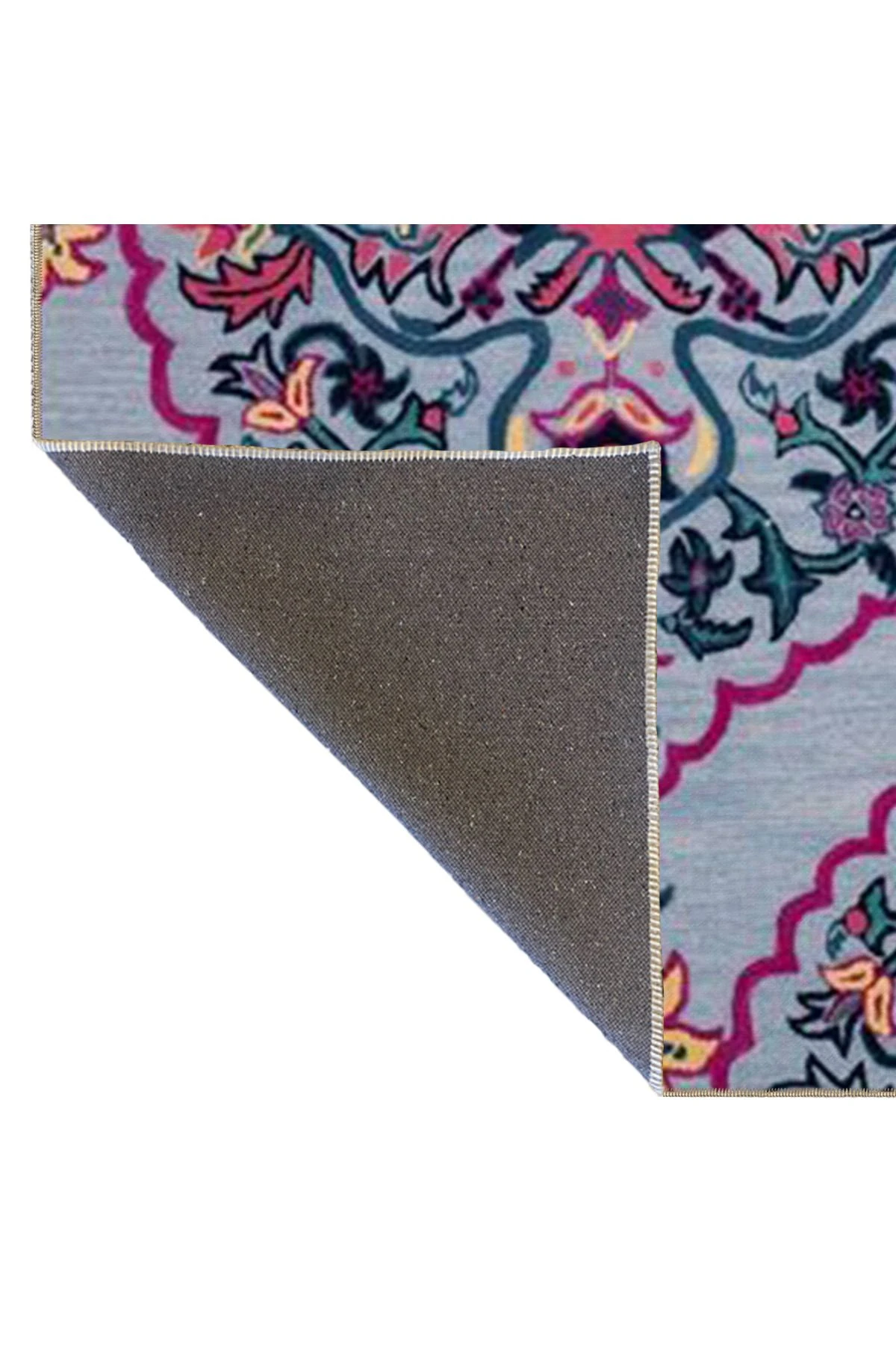 Gri Pembe Temalı Geleneksel Motif Desenli Vintage Dekoratif Halı 4665