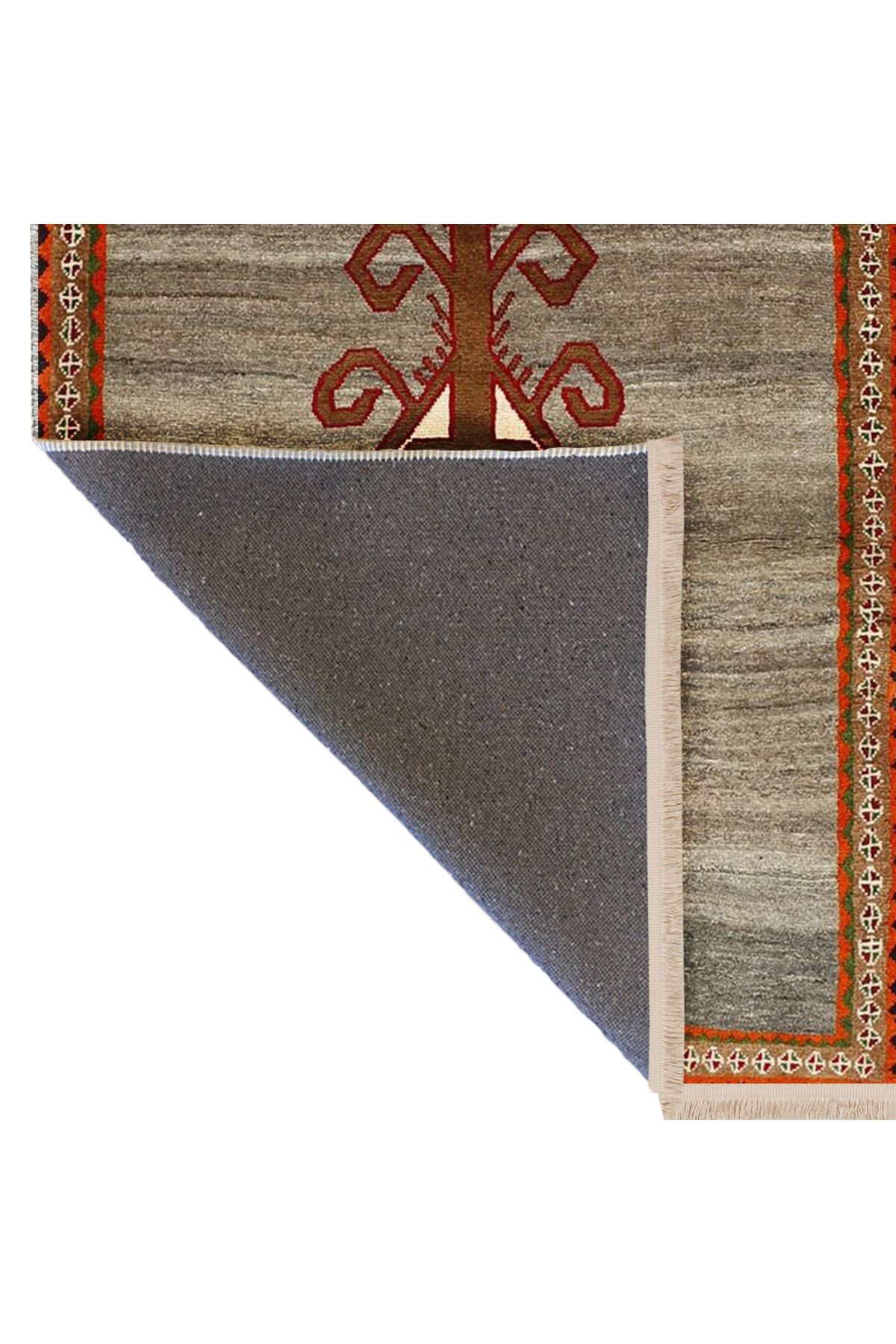 Asena Koleksiyonu Gri Temalı Etnik Klasik Motif Desenli Vintage Dekoratif Halı 48