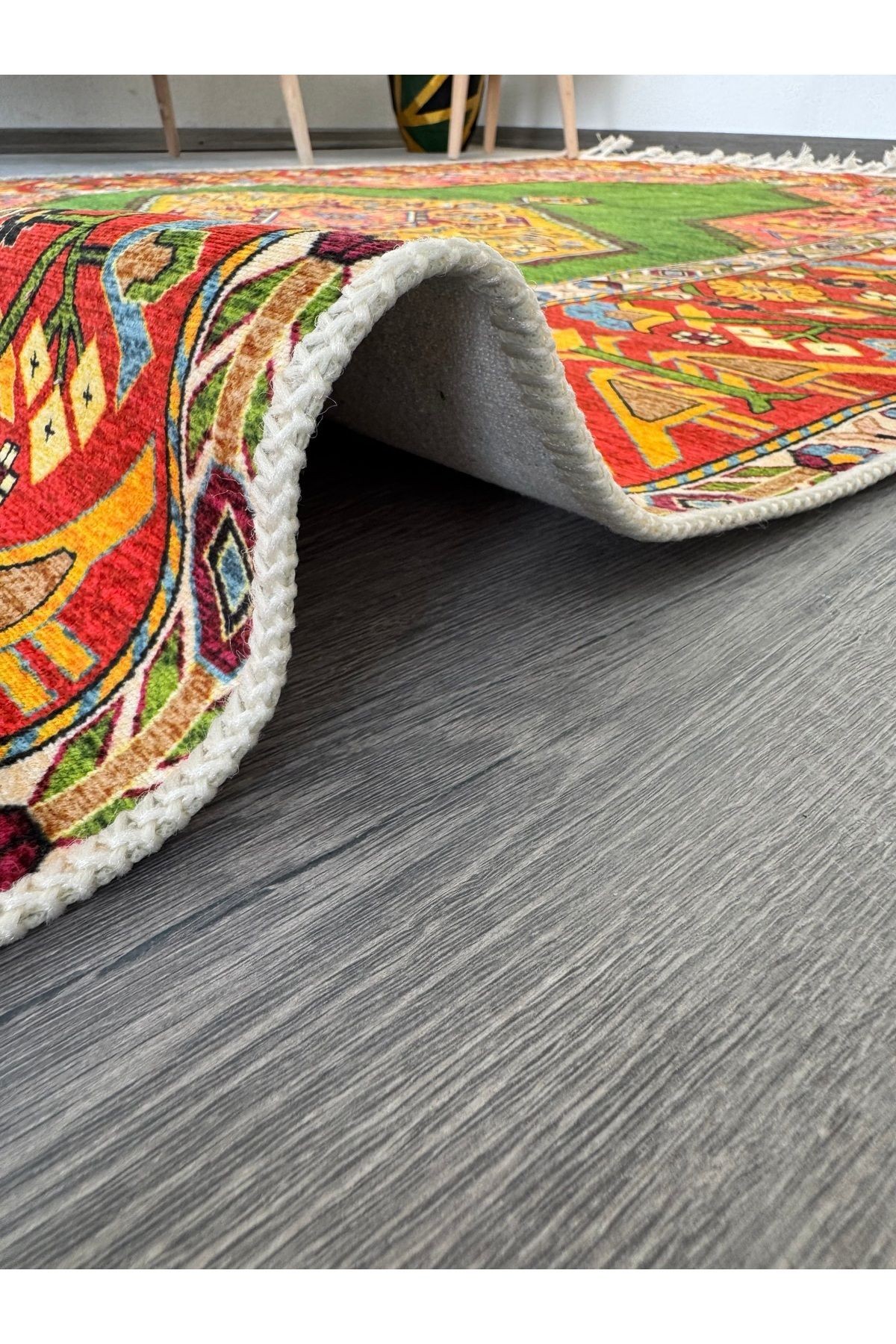 Opal Turuncu Antik Desenli Dokuma Taban Modern Dekoratif Halı opal14