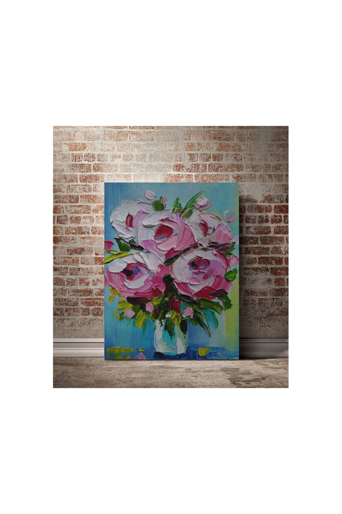 Kanvas Tablo Vazo Çiçek Desenli Renkli Temalı Modern Tablo