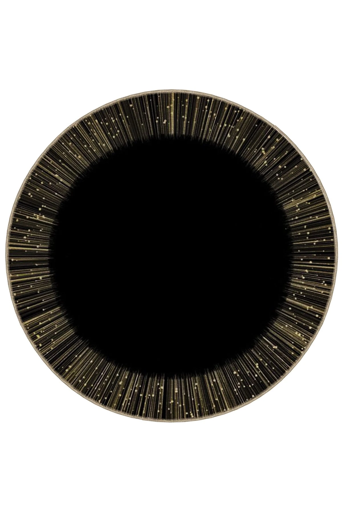 Siyah Temalı Klasik Desenli Çizgi Ayrıntılı Yuvarlak Dokuma Taban Modern Dekoratif Halı 6031