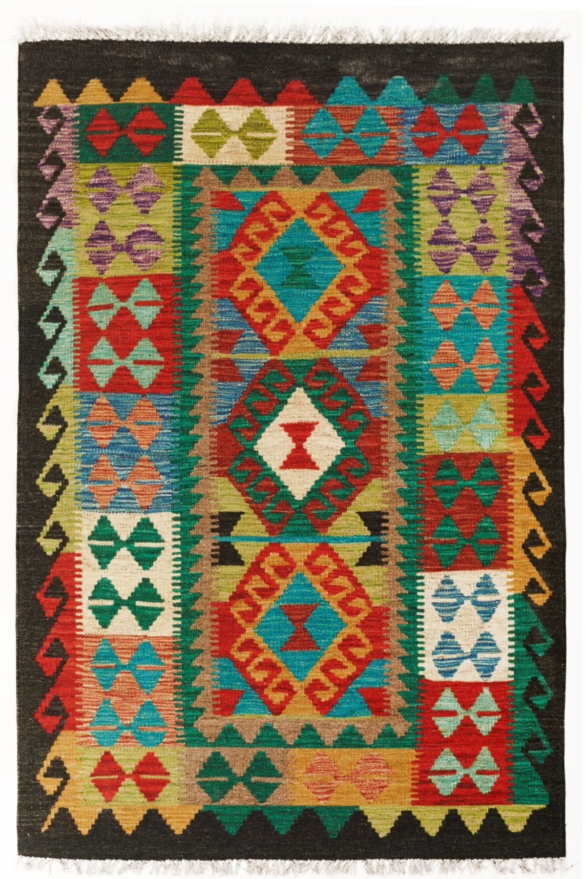 Cotton Pamuklu Çok Renkli Otantik Ve Etnik Desenli Kilim 502