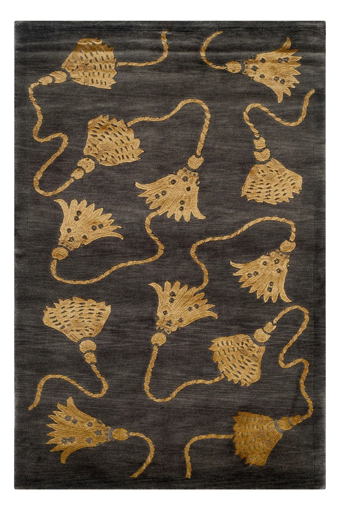 Mira 1229 Antrasit Püskül Desenli Baskılı Dokuma Taban Halı