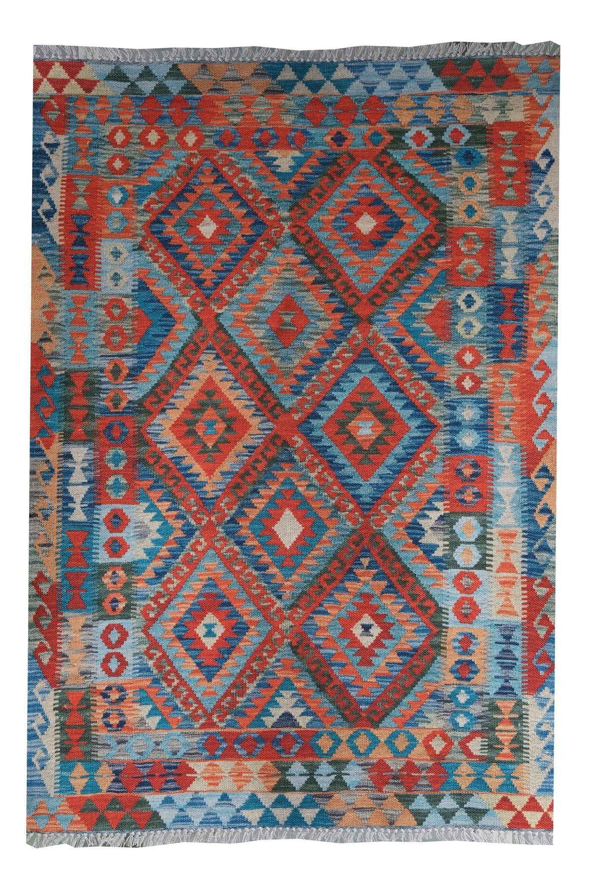 Cotton Pamuklu Çok Renkli Otantik Ve Etnik Desenli Kilim 505