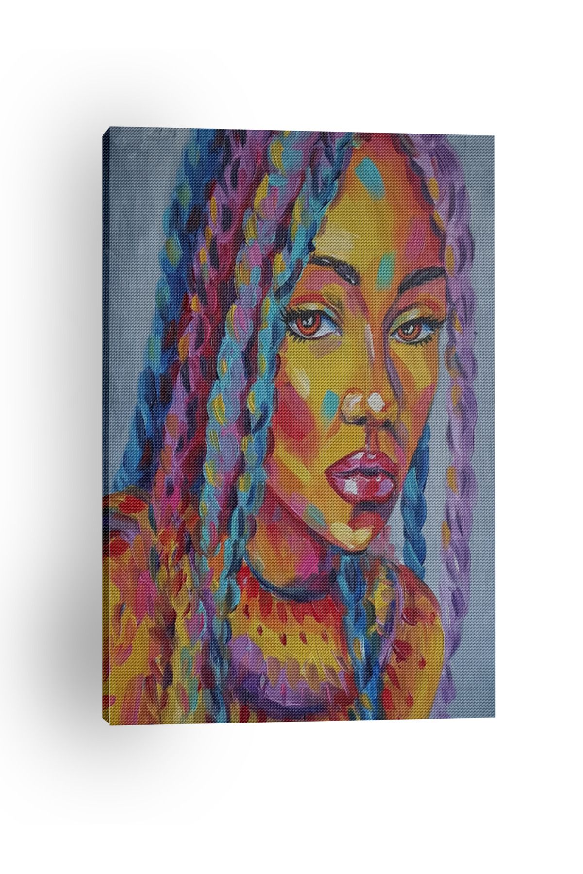 Kanvas Tablo Sulu Boyalı Kadın Temalı Renkli Tonlarda Modern Tablo