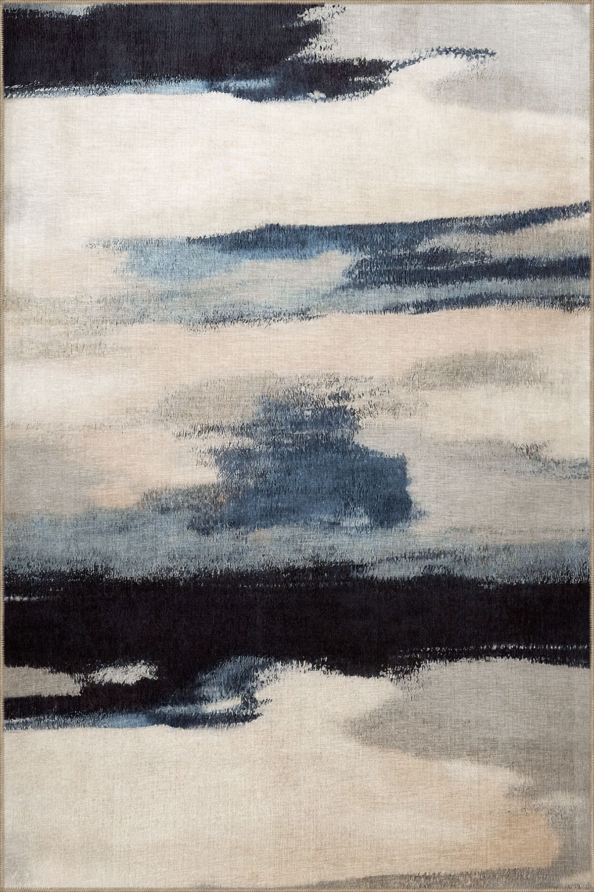 SDNEY Bej Mavi Ton Karma Soyut Desenli Kreatif Modern Dekoratif Halı 2216