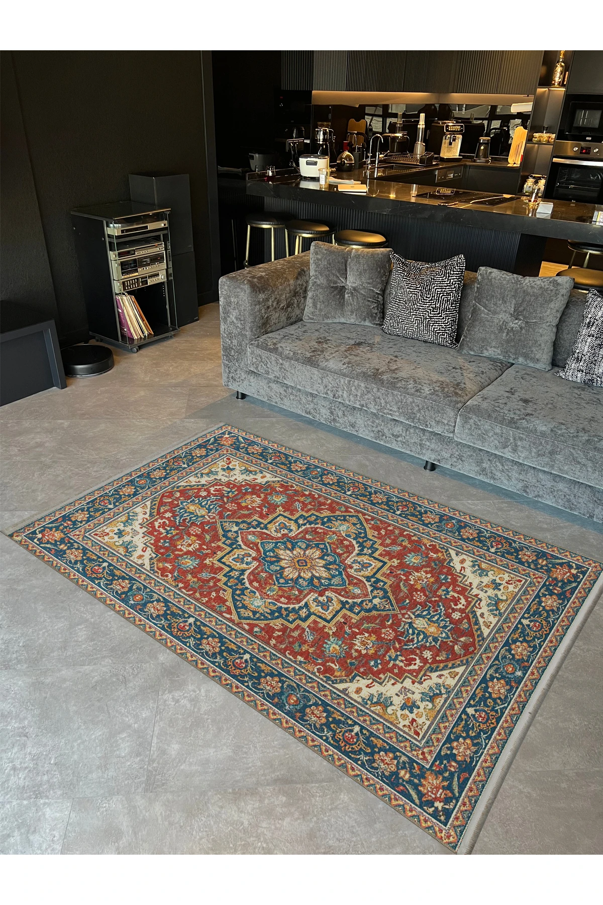 MOSSO Yeşil Temalı Geleneksel Motif Etnik Desenli Vintage Dekoratif Halı mosso406