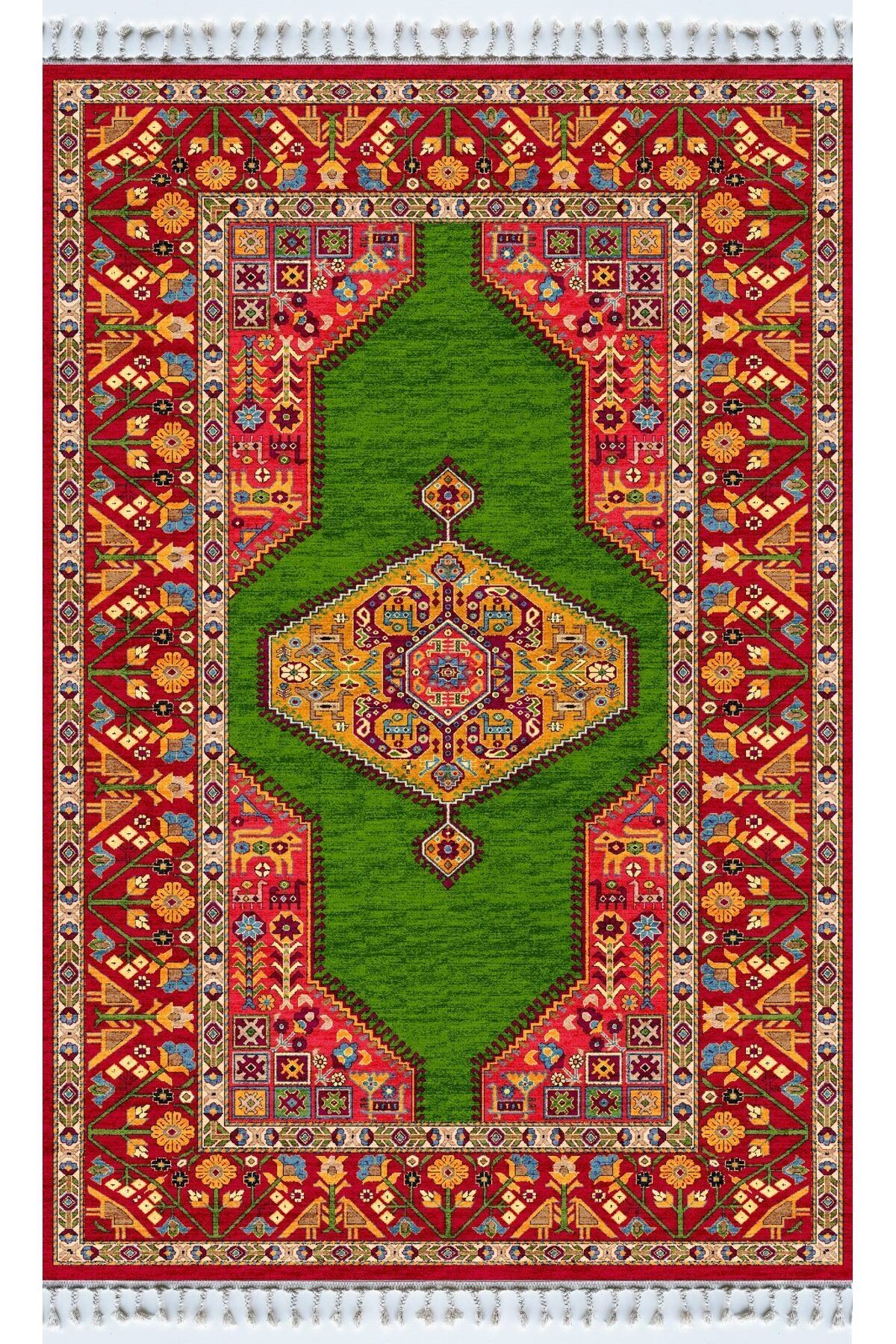 Opal Turuncu Antik Desenli Dokuma Taban Modern Dekoratif Halı opal14