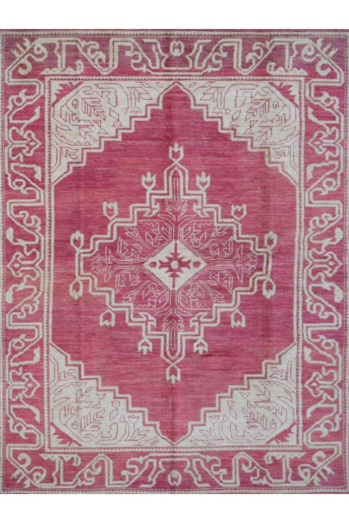 Asena Koleksiyonu Pembe ve Gri Temalı Geleneksel ve Bohem Desenli Vintage Dekoratif Halı 12