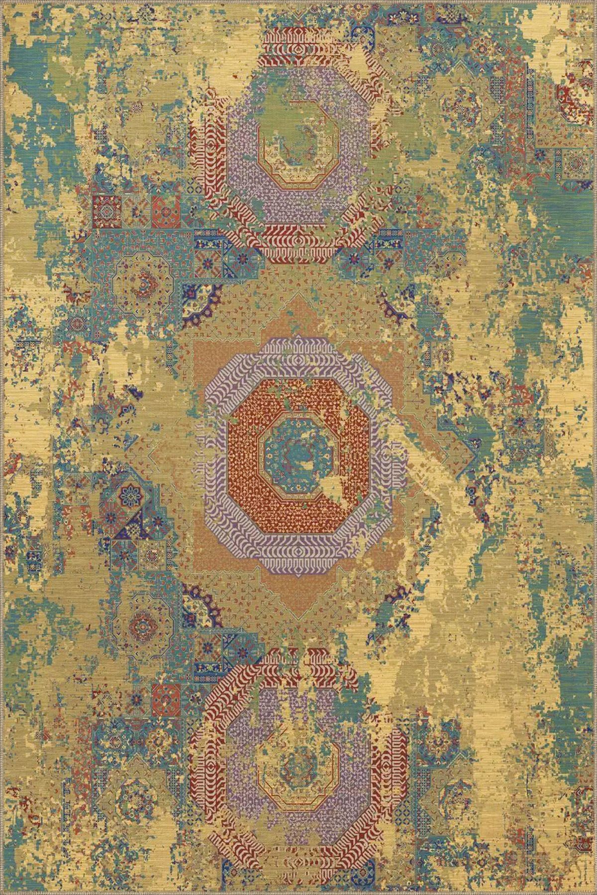 Yıldız Geometrik Modern Desenli Dokuma Taban miravip851