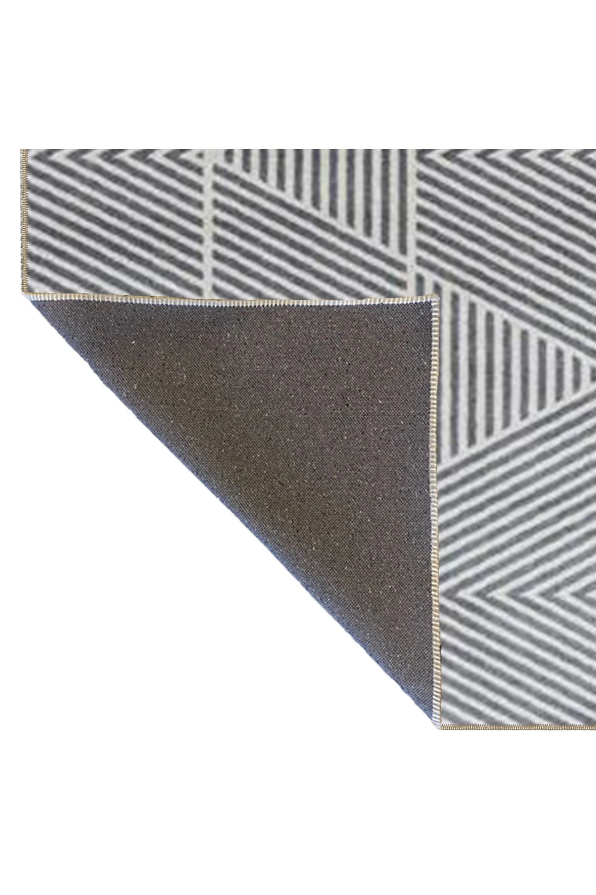 Gri Renkli ve Zigzak Desenli Dokuma Taban Halı 3798
