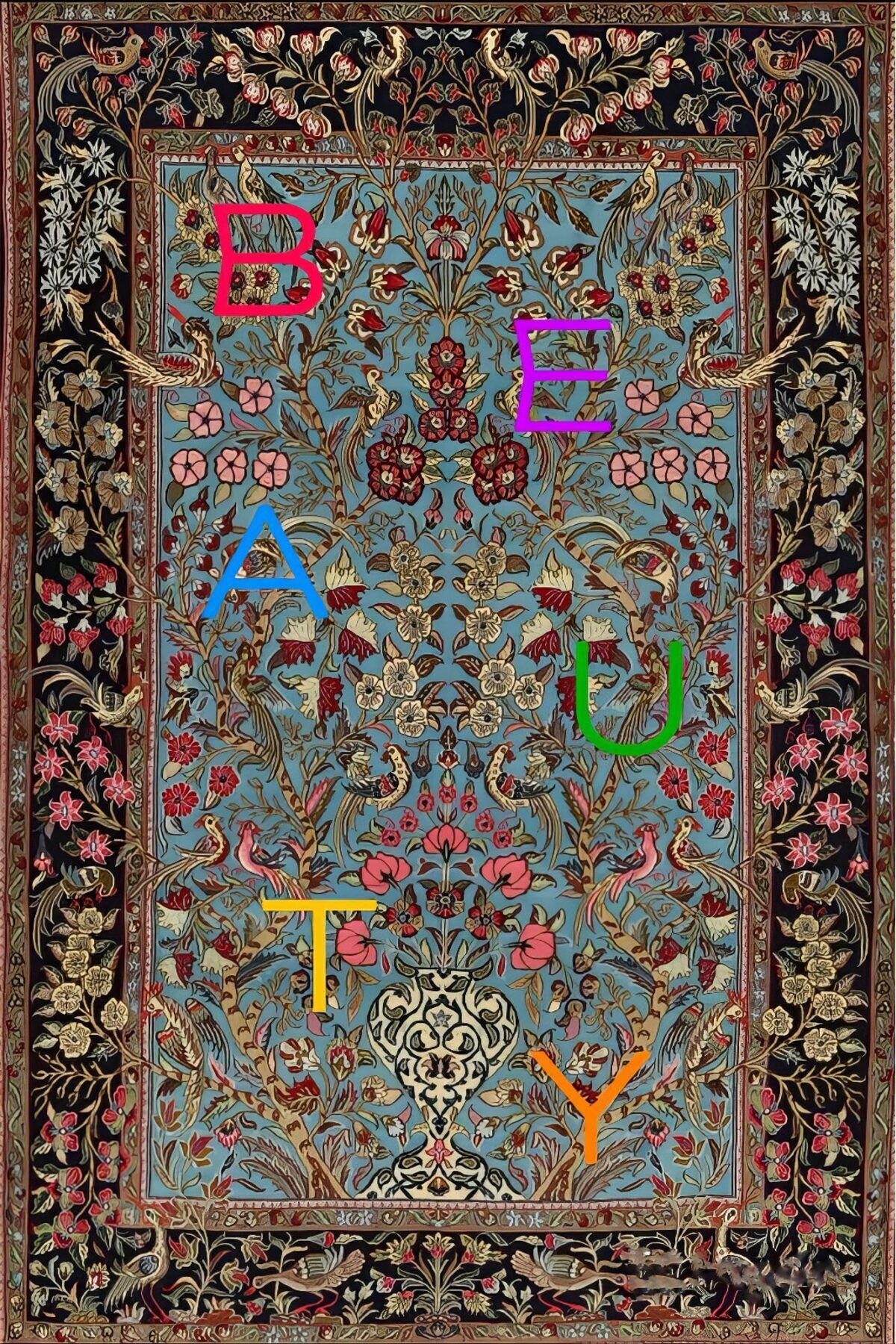 Opal Çok Renkli Geleneksel Desenli Beauty Yazı Detaylı Dokuma Taban Modern Dekoratif Halı opal07