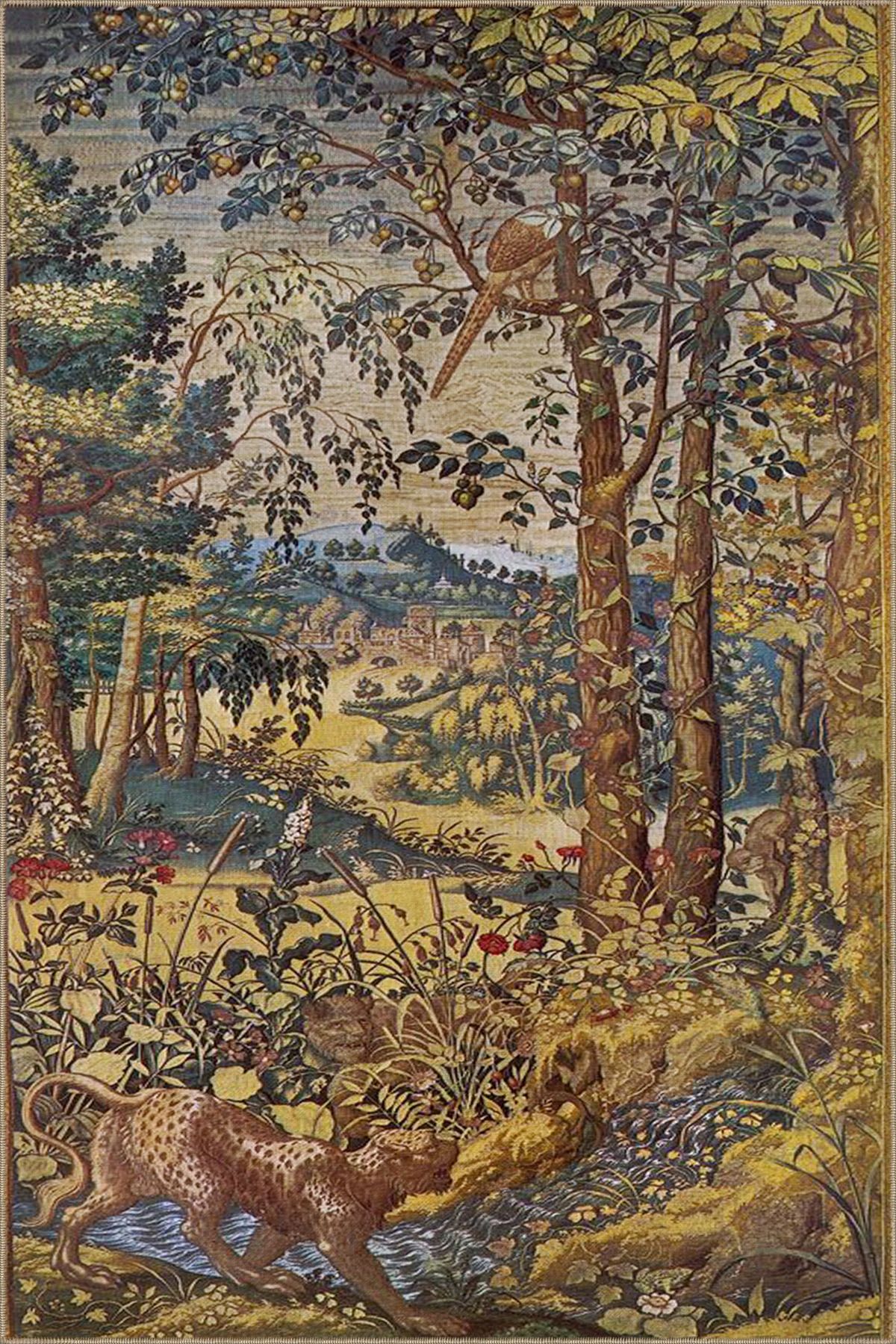 Kahverengi Tonlarda Orman Desenli Dekoratif Dokuma Taban Halı miravip20