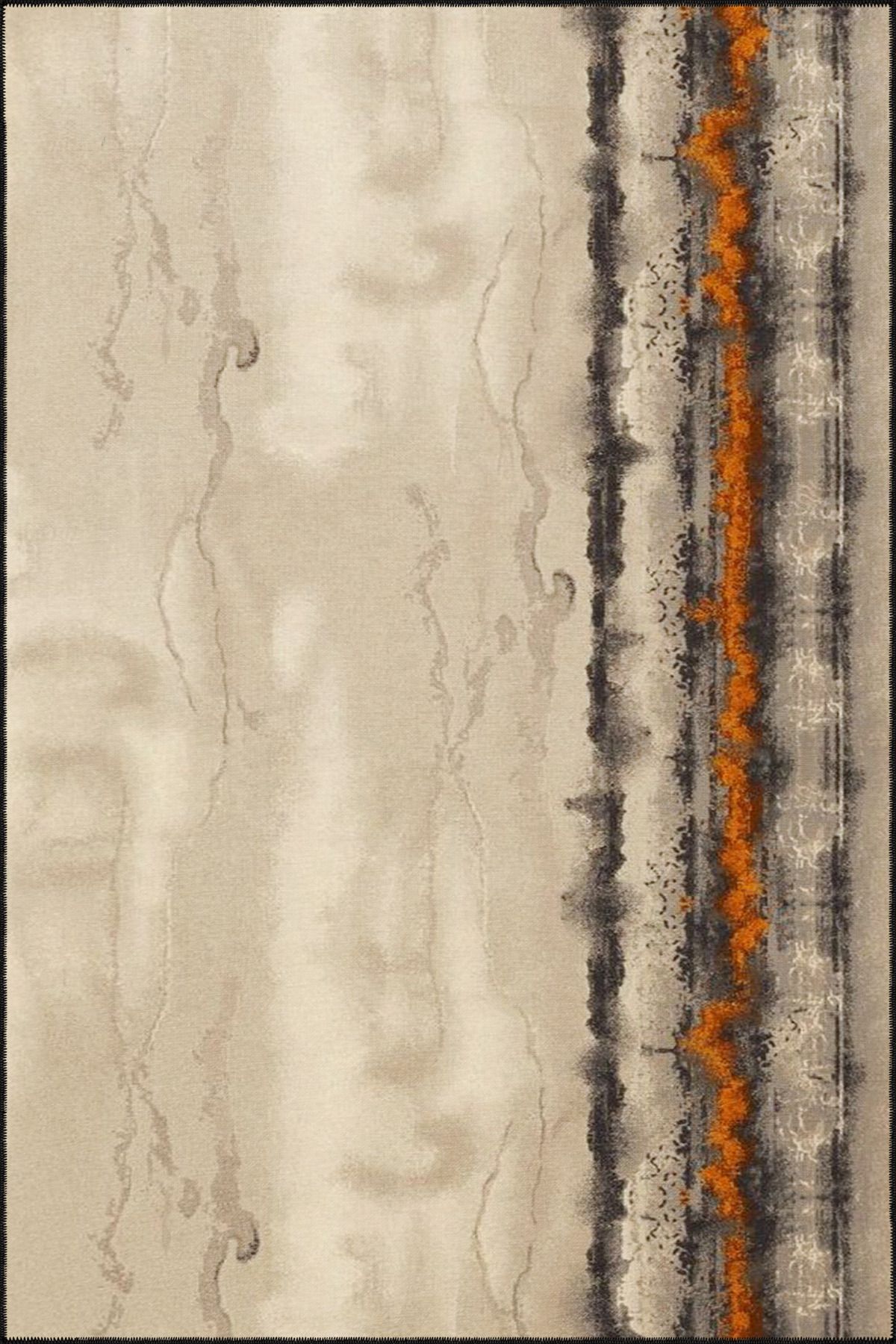 Krem Renkli Desenli Modern Desenli Dokuma Taban ve Dekoratif Yıkanabilir Halı miravip8597