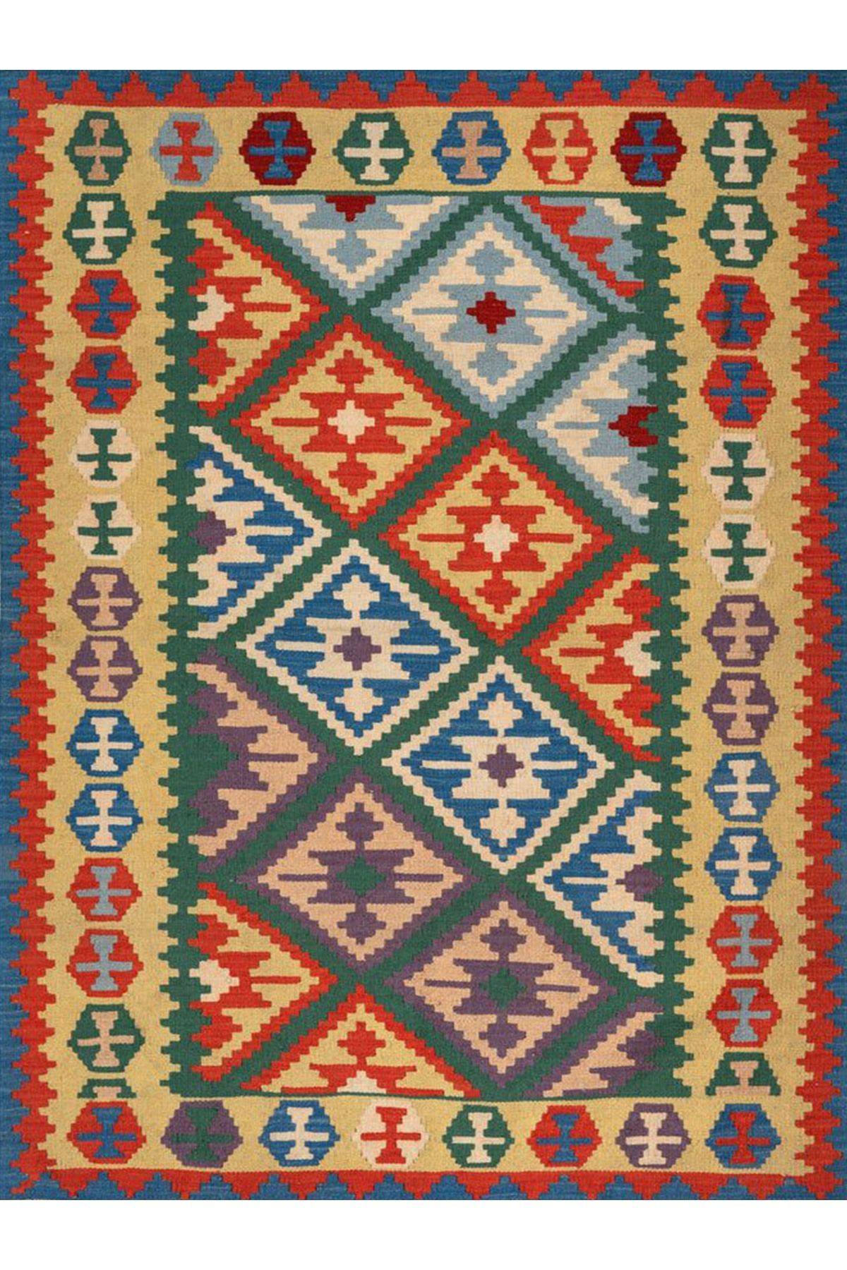 İnci Koleksiyonu Çok Renkli Geleneksel Motif Etnik Desen Dokuma Taban Vintage Dekoratif Halı inci16