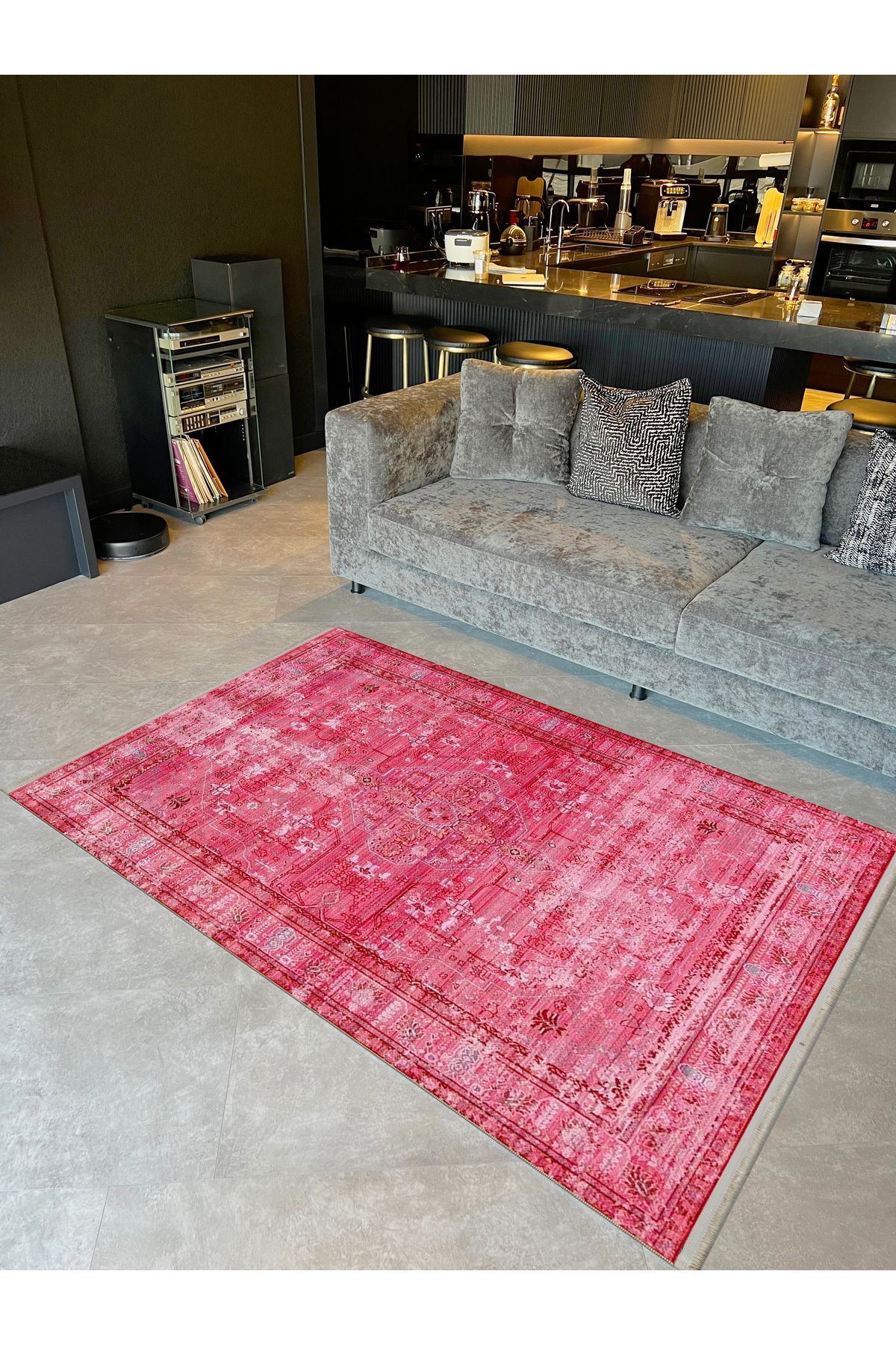 Güney Koleksiyonu Pembe Temalı Geleneksel Desenli Vintage Dekoratif Halı 11