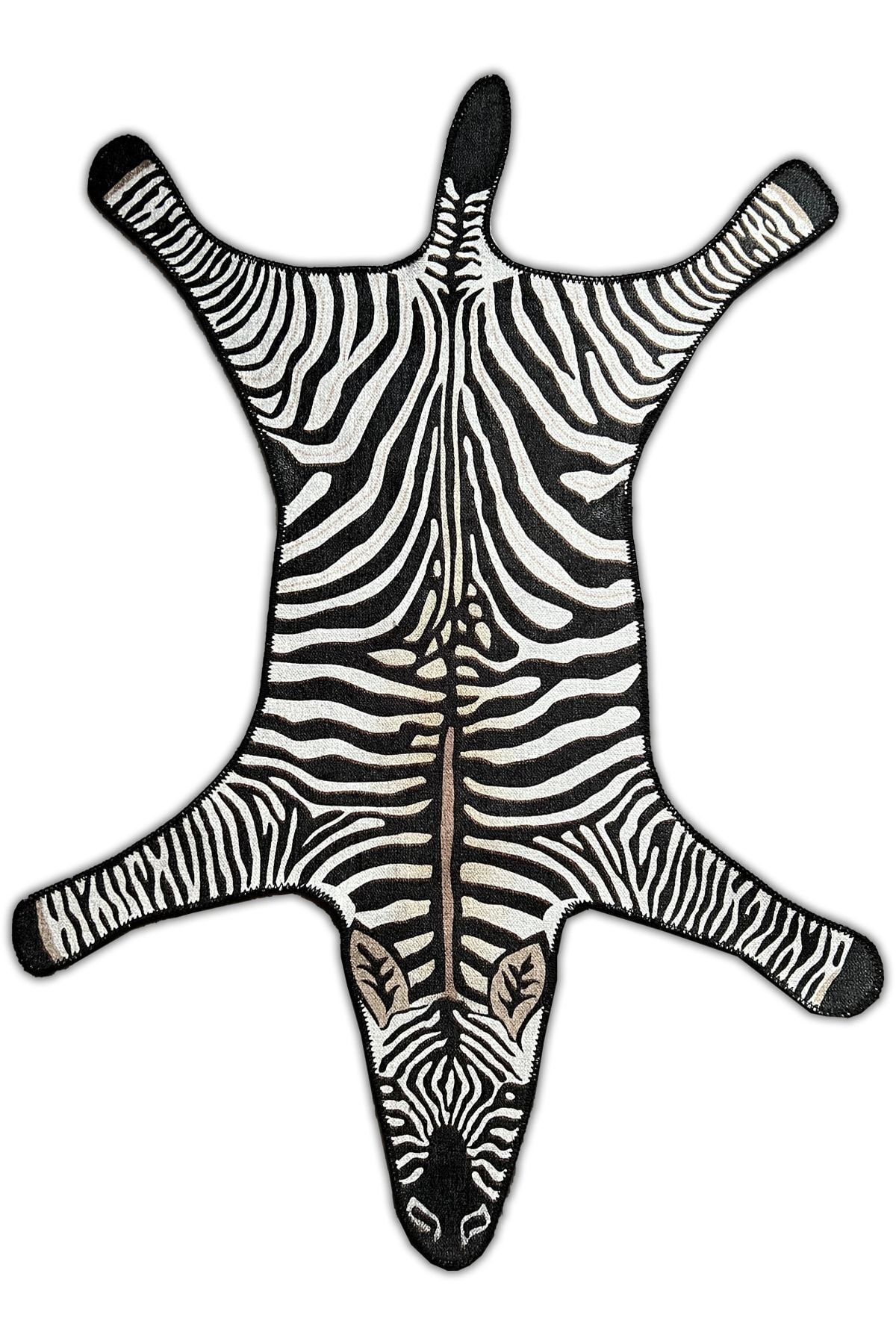 Mira 924 Zebra Figürlü Siyah Beyaz Dokuma Taban Halı