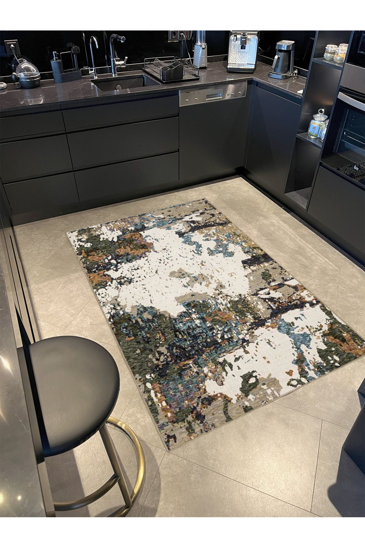 Çok Renkli Soyut Desenli Kreatif Modern Dekoratif Halı 4599