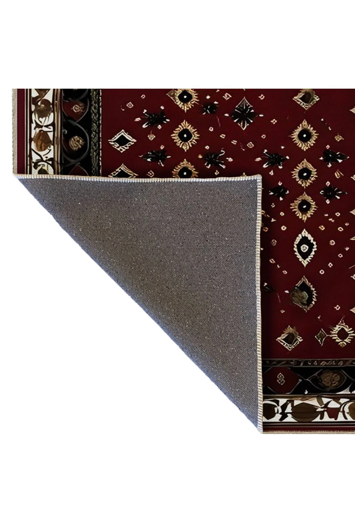 Bordo Temalı Karma Etnik Motif Desenli Vintage Dekoratif Halı 5123