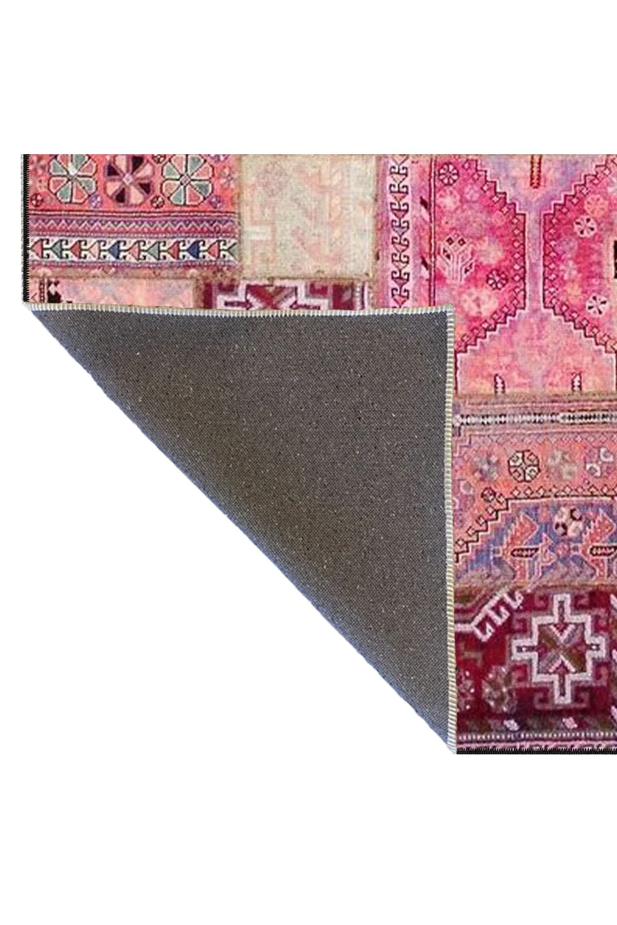Pembe Renkli Geometrik Motifli Desenli Modern Dekoratif Halı 4434