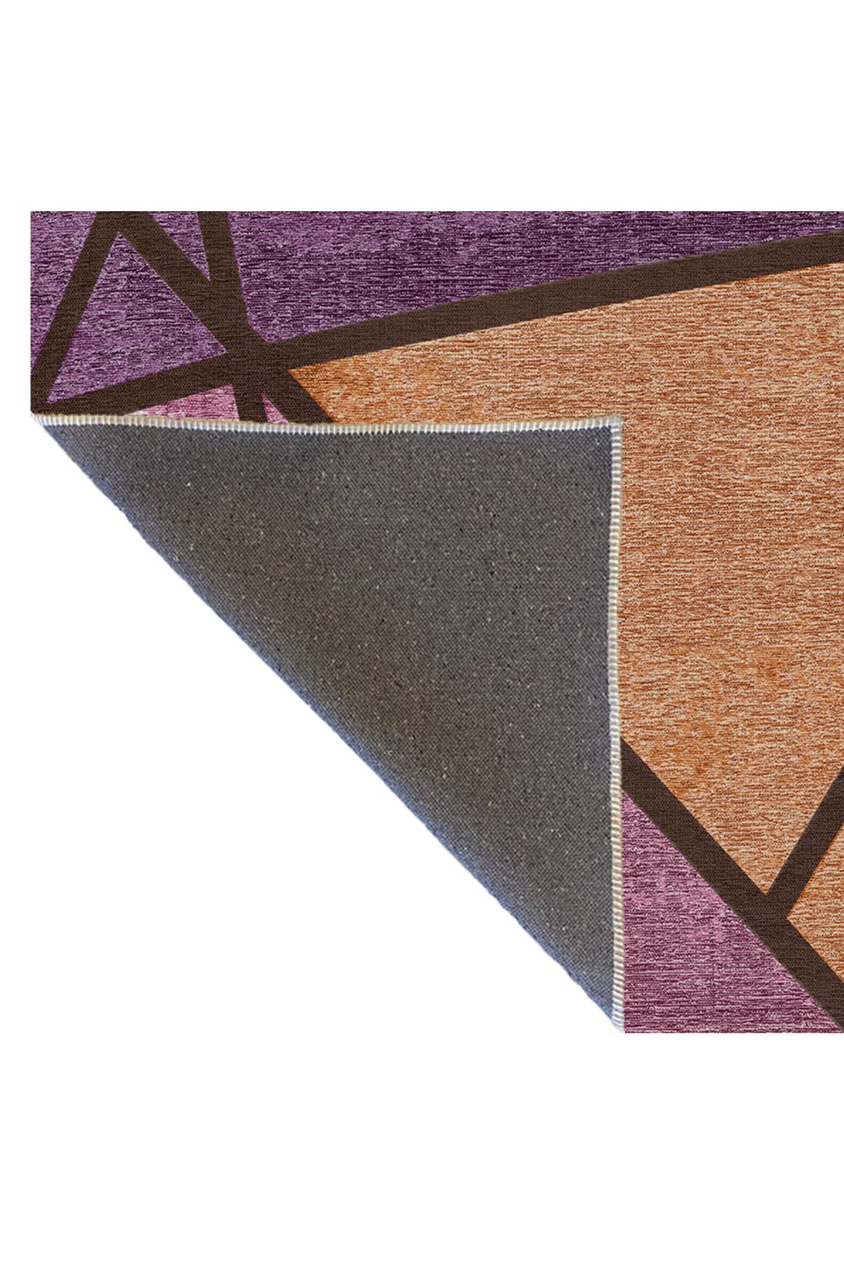 Mira Mor Turuncu Ton Geometrik Üçgen Desenli Modern Dekoratif Halı Mira 1568